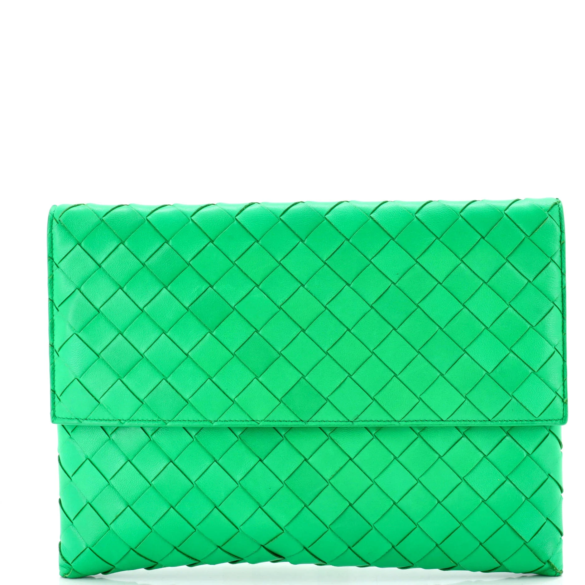 Cassette Flat Pouch Maxi Intrecciato Leather Small