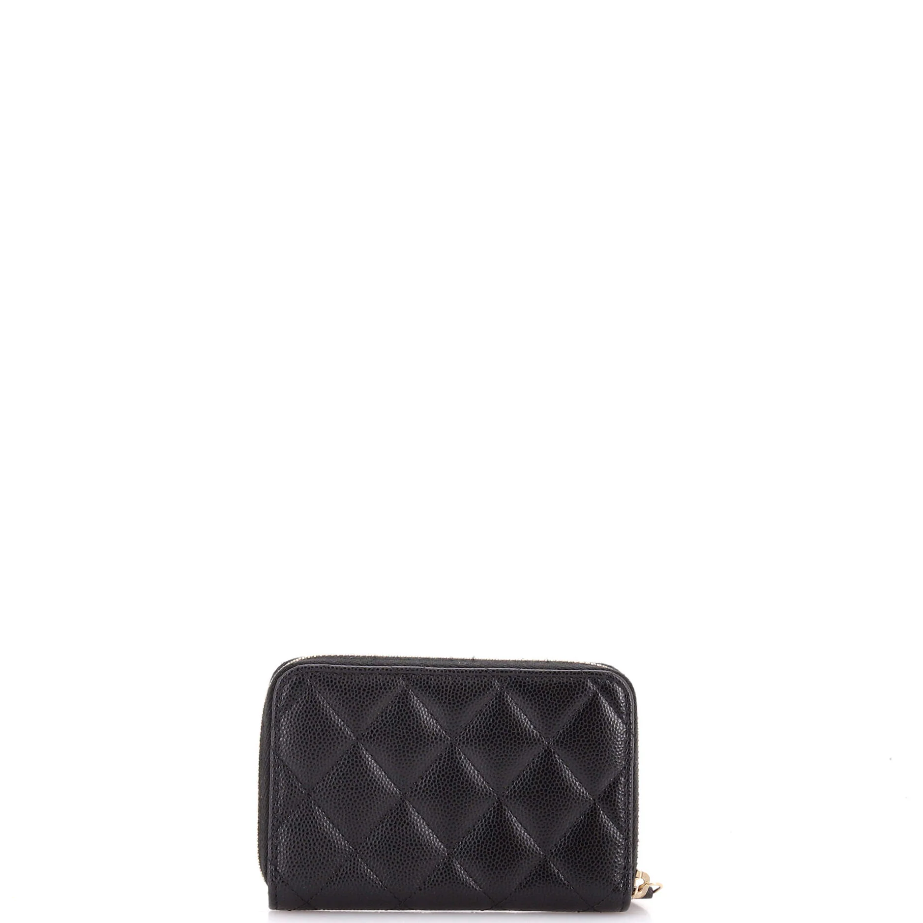 CC Zip Coin Purse Quilted Caviar with Crystals - Image 3