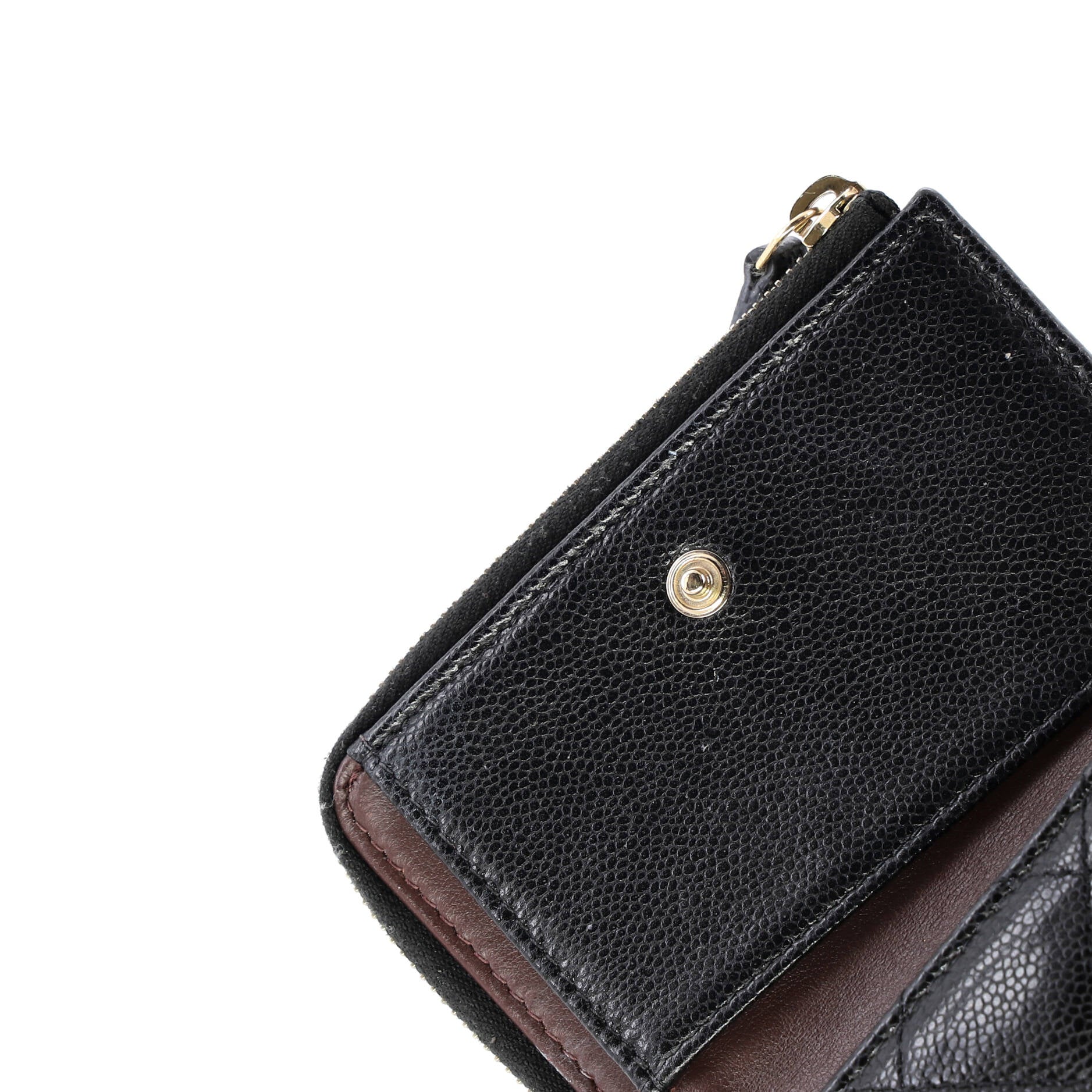 CC Zip Trifold Wallet Quilted Caviar Compact - Image 7