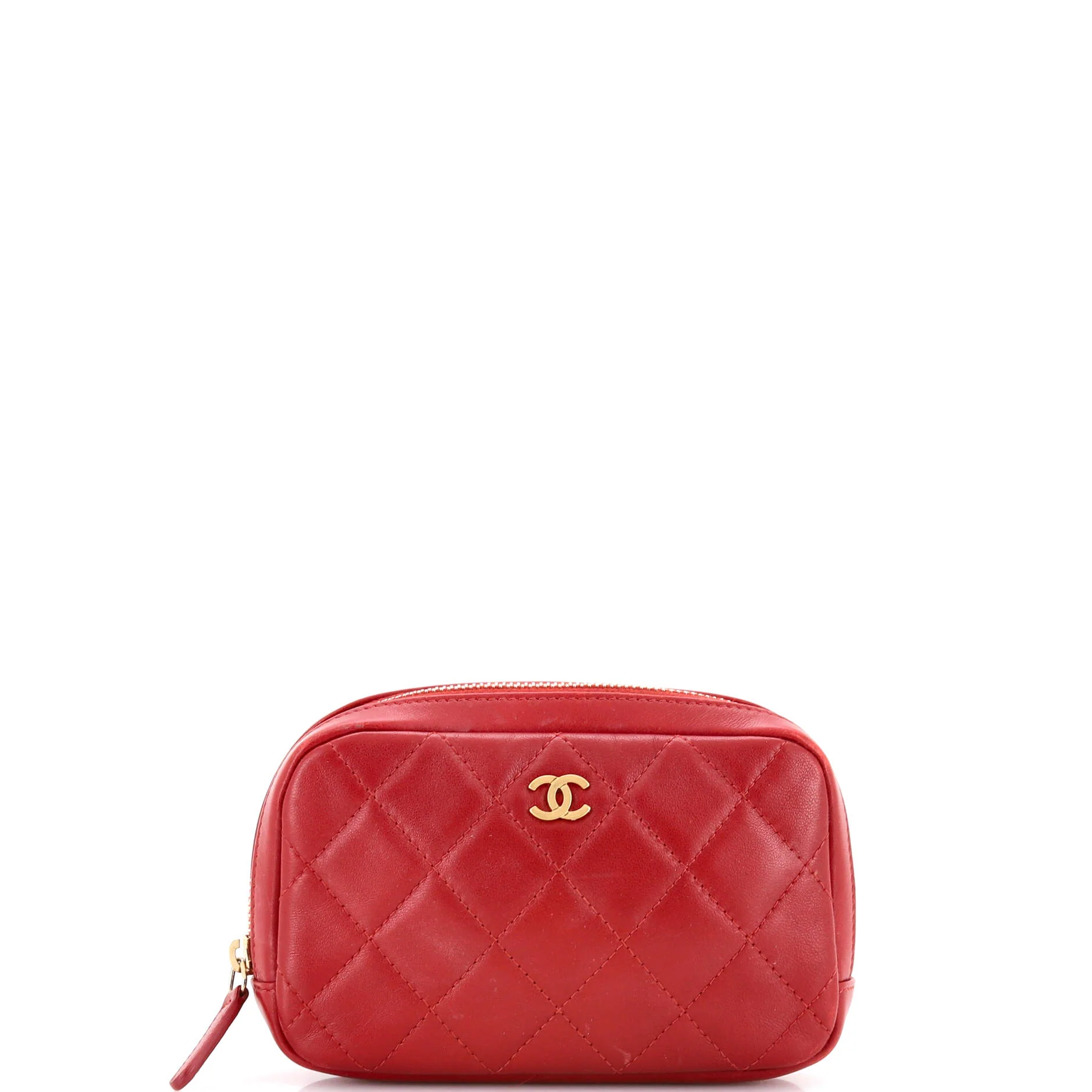 Curvy Cosmetic Pouch Quilted Lambskin Small