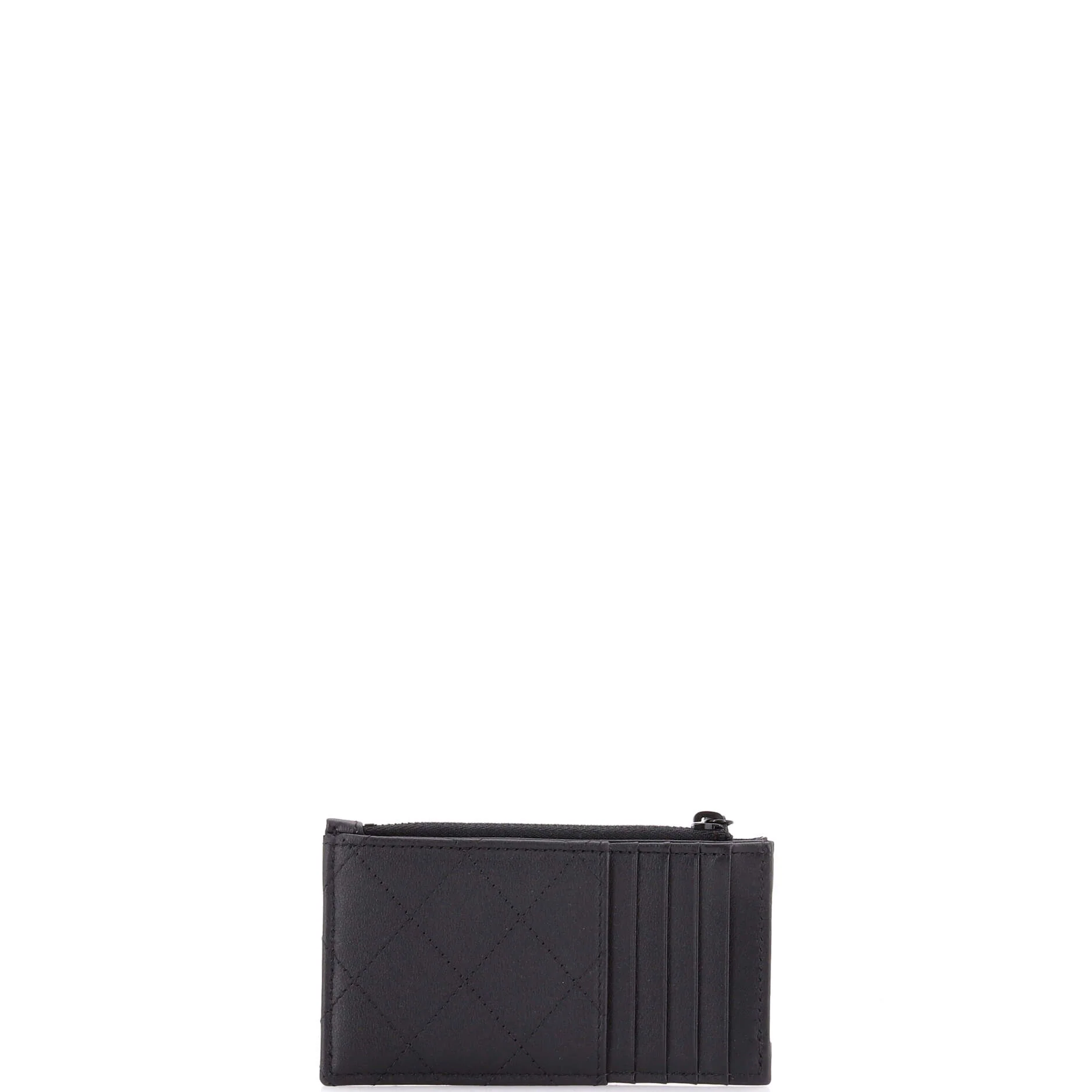 So Black CC Zip Card Holder Quilted Lambskin - Image 3