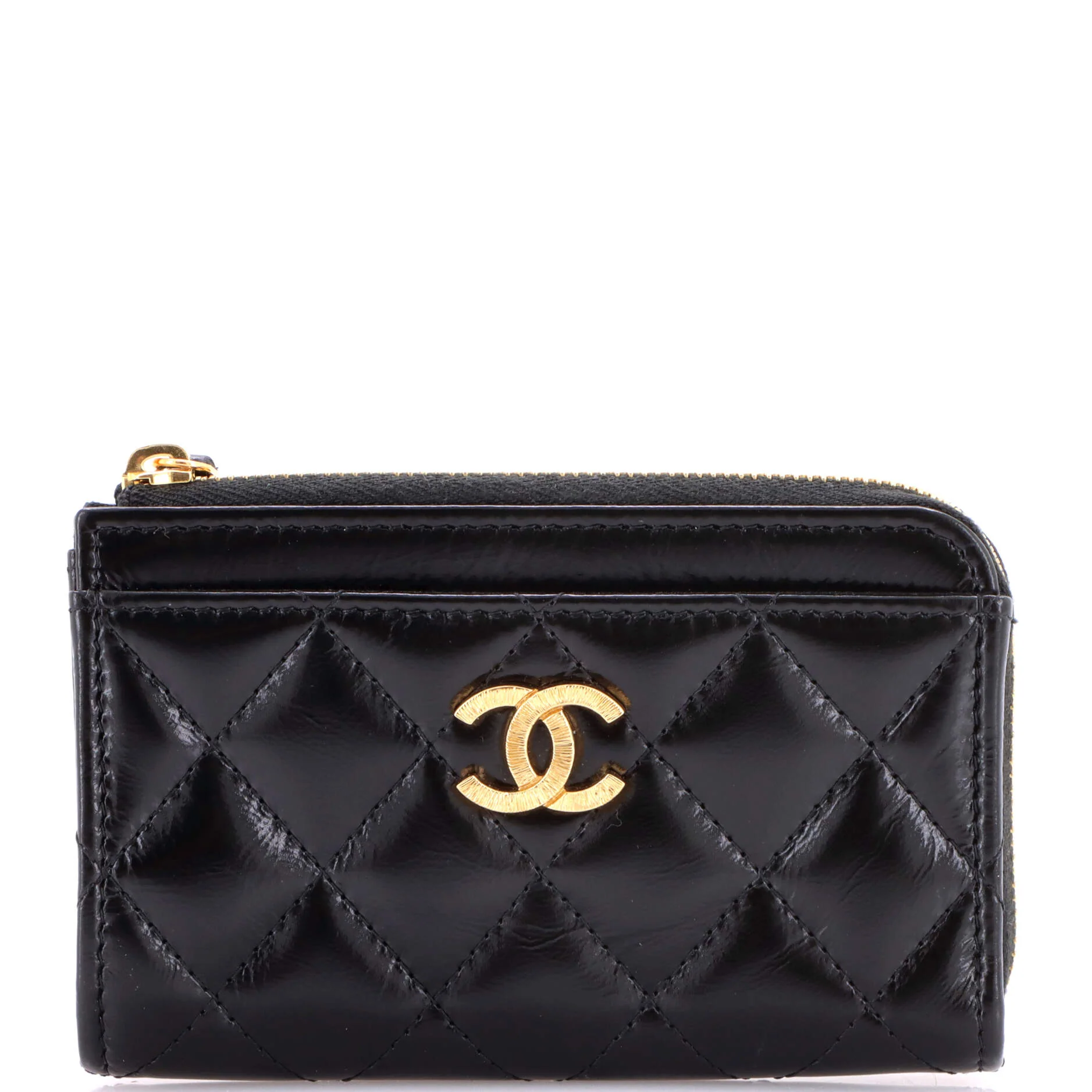 Textured CC Zip Around Card Holder Quilted Lambskin