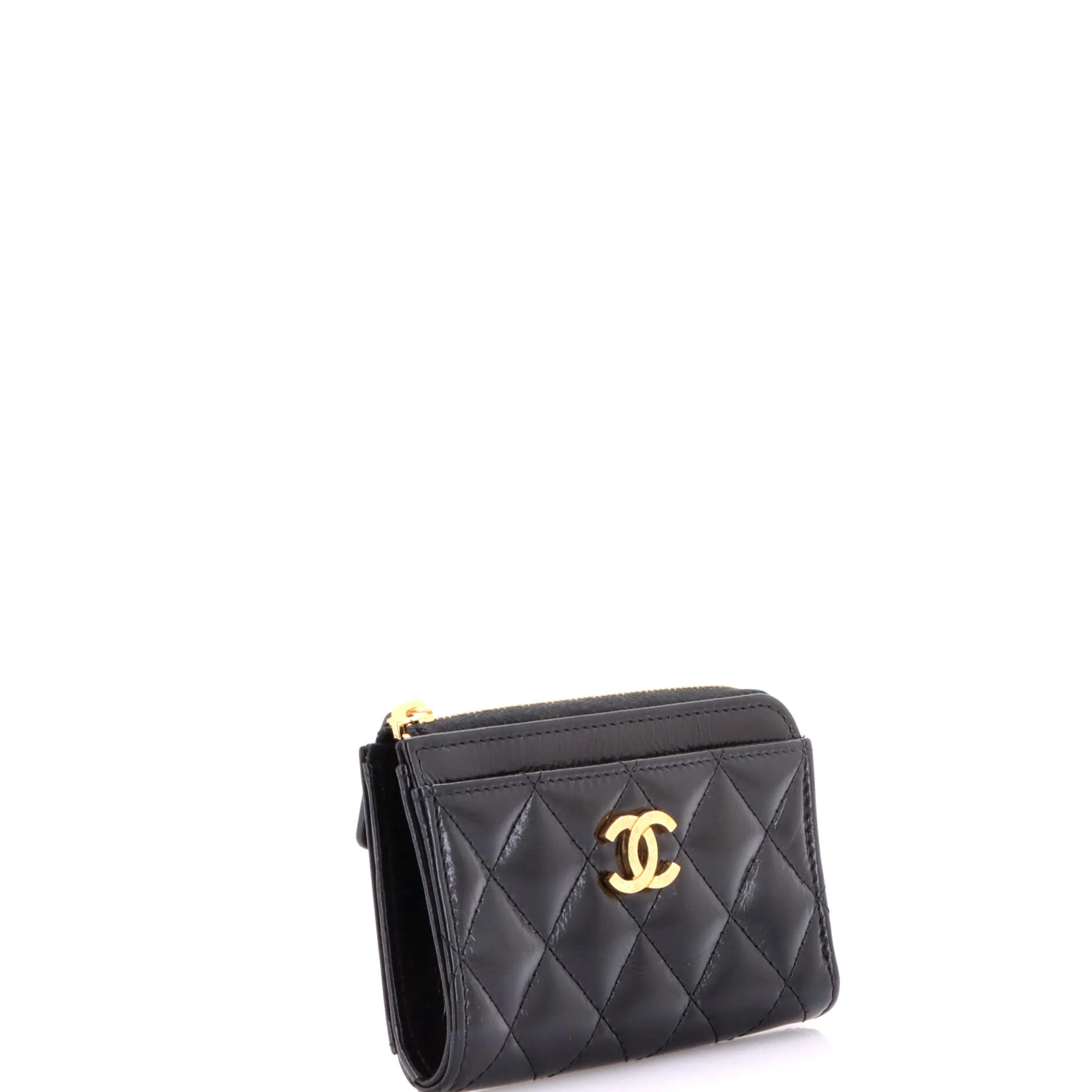 Textured CC Zip Around Card Holder Quilted Lambskin - Image 2