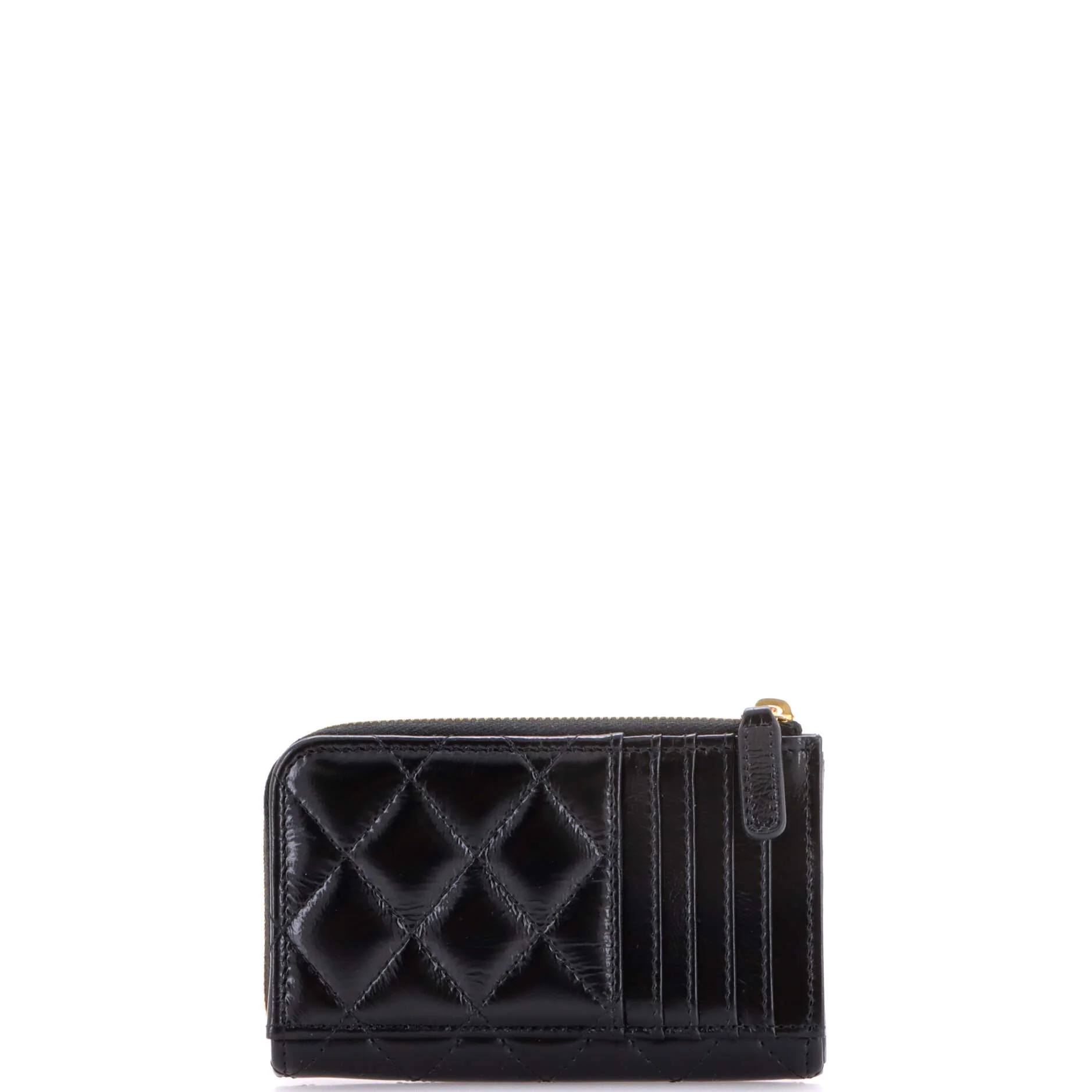 Textured CC Zip Around Card Holder Quilted Lambskin - Image 3