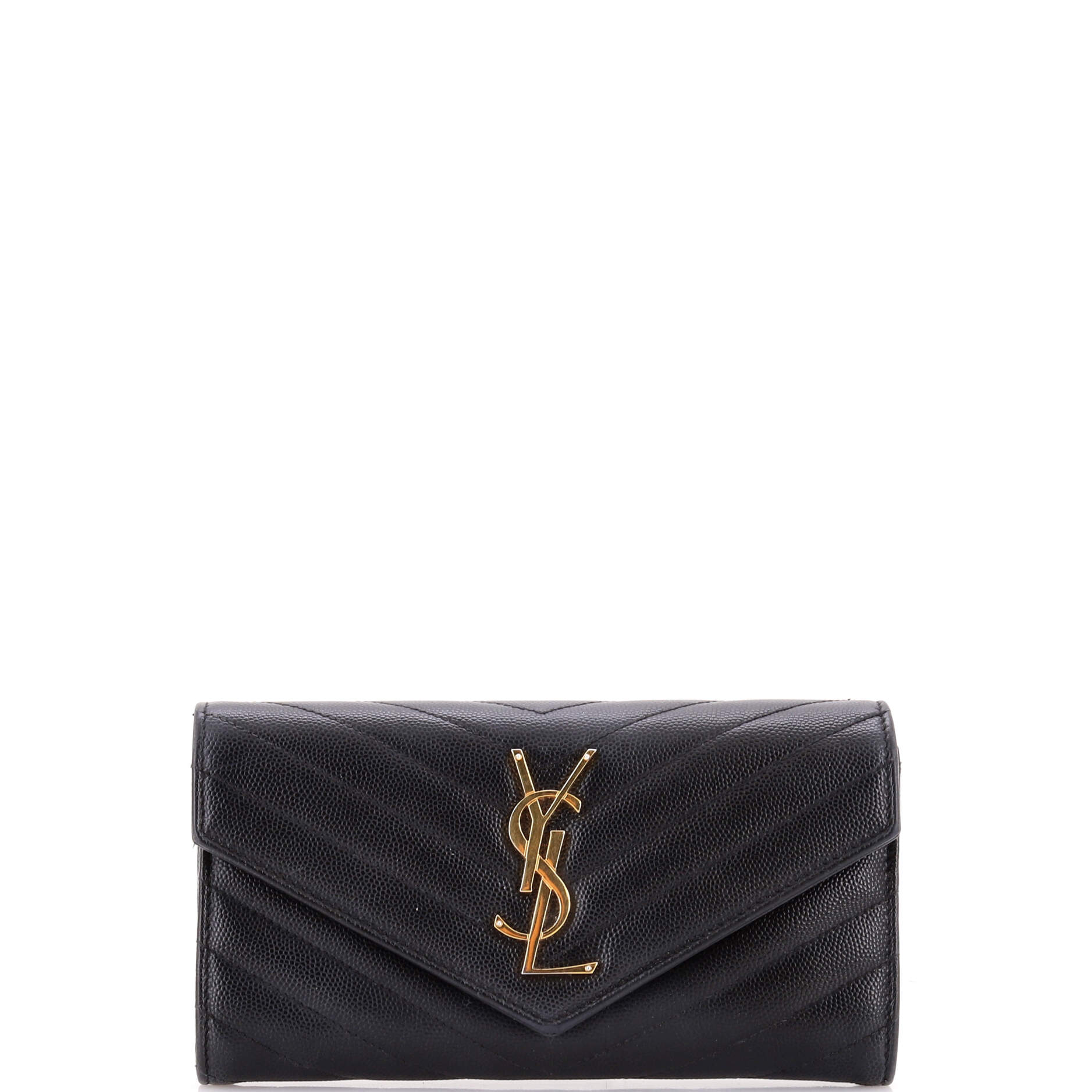 Classic Monogram Flap Wallet Matelasse Chevron Leather Large