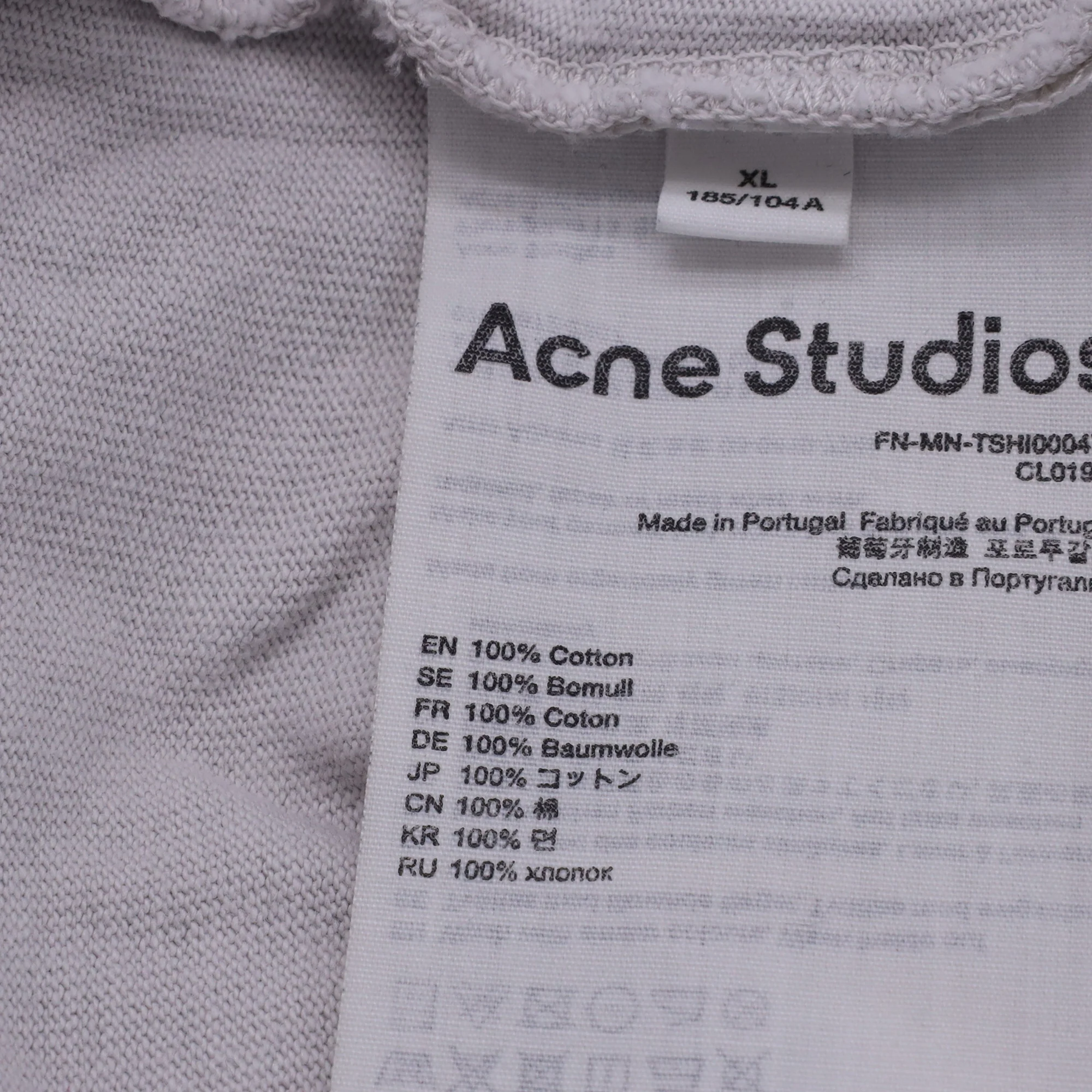 Men's Acne Studios Crewneck Logo Neckline T-shirt in Grey Cotton - Image 7