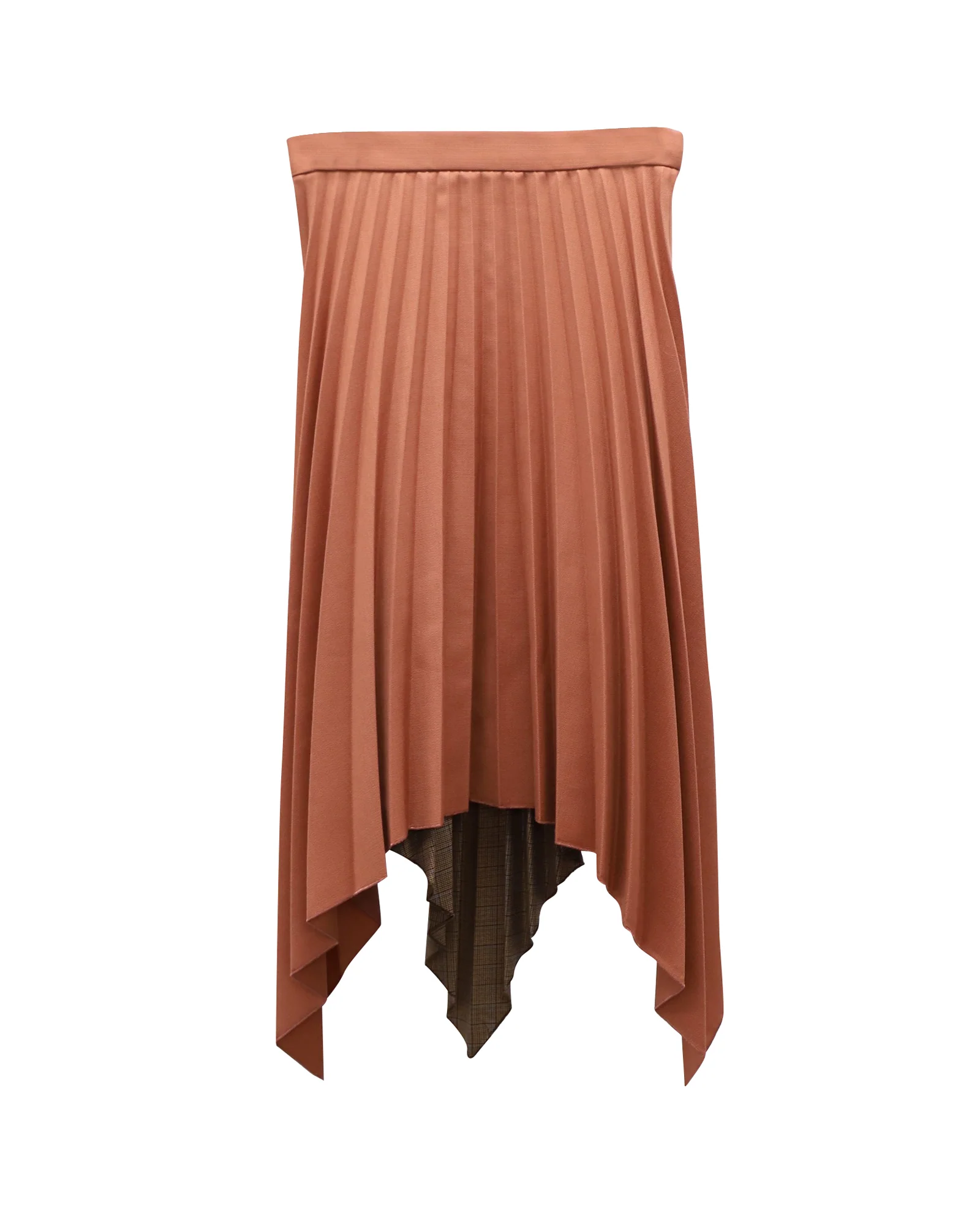 Women's Acne Studios Electric-Pleated Asymmetrical Midi Skirt in Orange Wool Blend