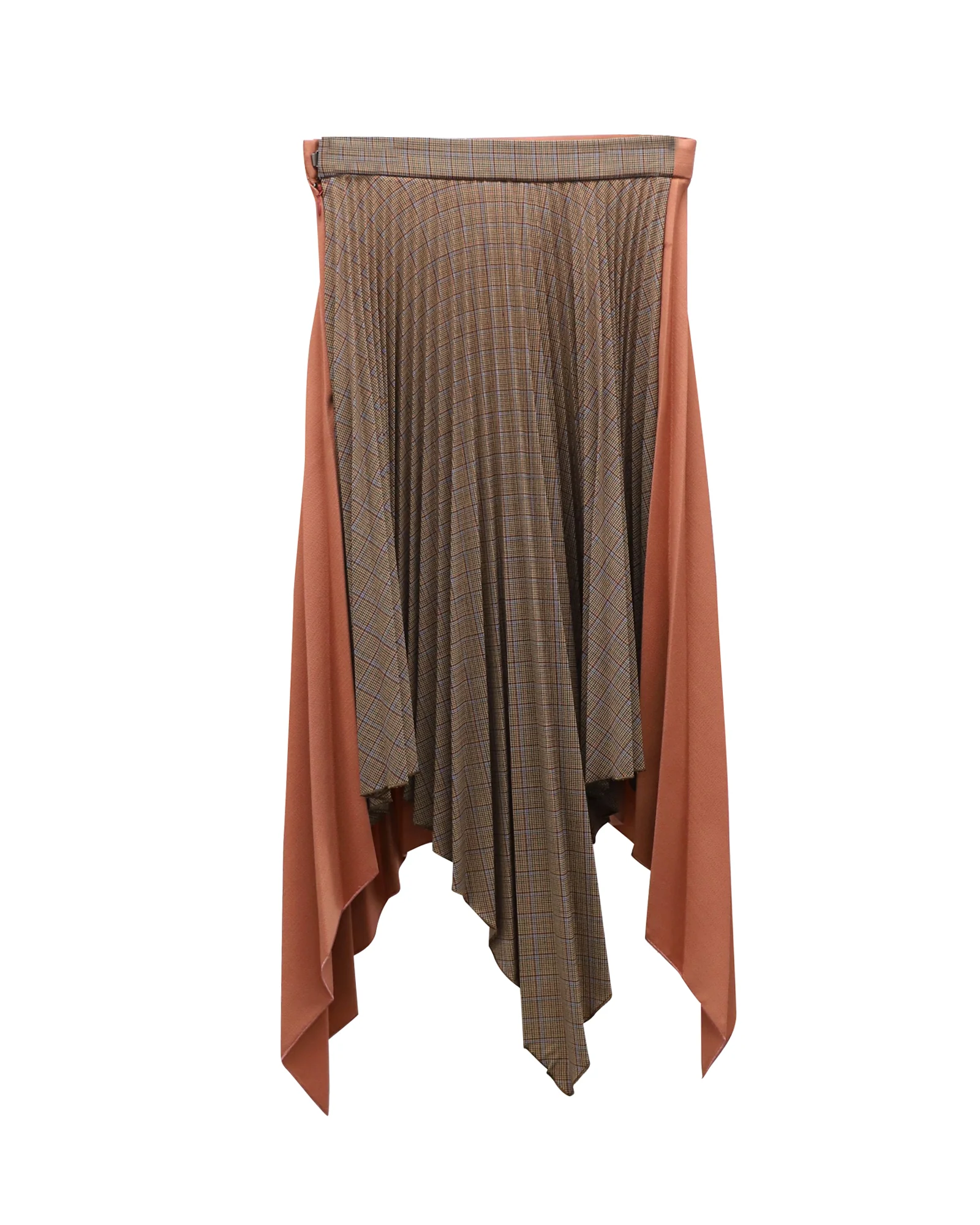 Women's Acne Studios Electric-Pleated Asymmetrical Midi Skirt in Orange Wool Blend - Image 2