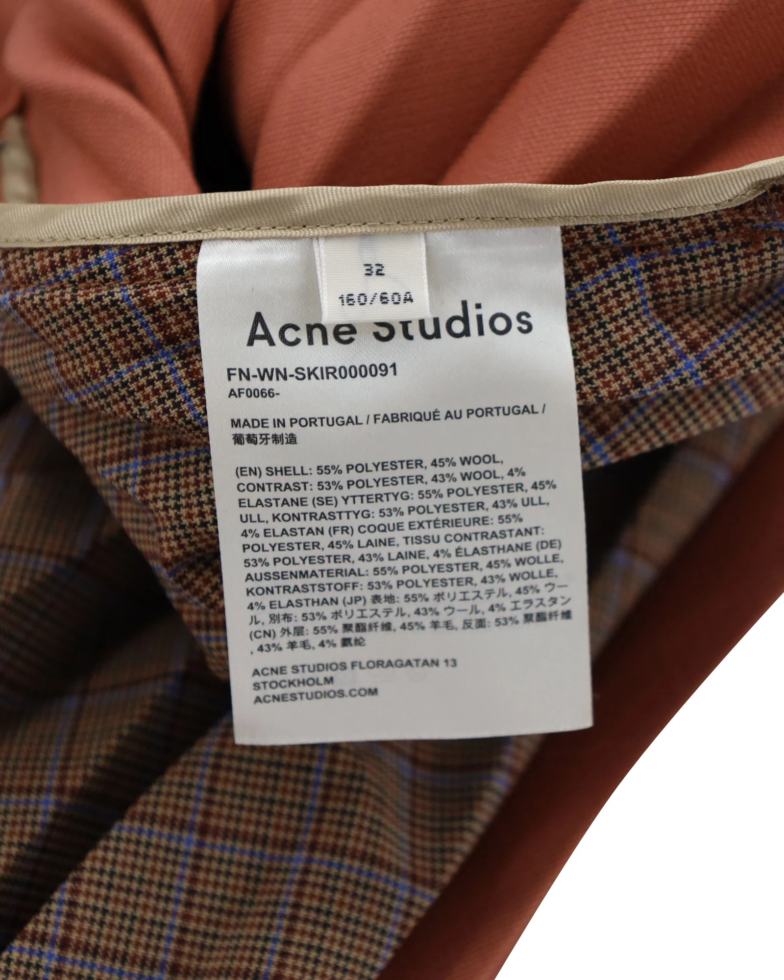 Women's Acne Studios Electric-Pleated Asymmetrical Midi Skirt in Orange Wool Blend - Image 4