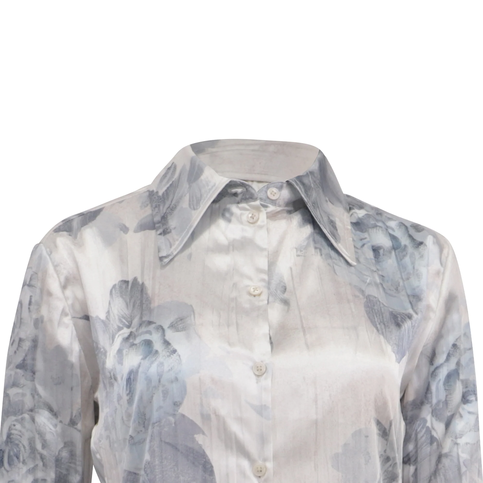 Women's Acne Studios Floral-Print Midi Shirt Dress in White Polyester - Image 2