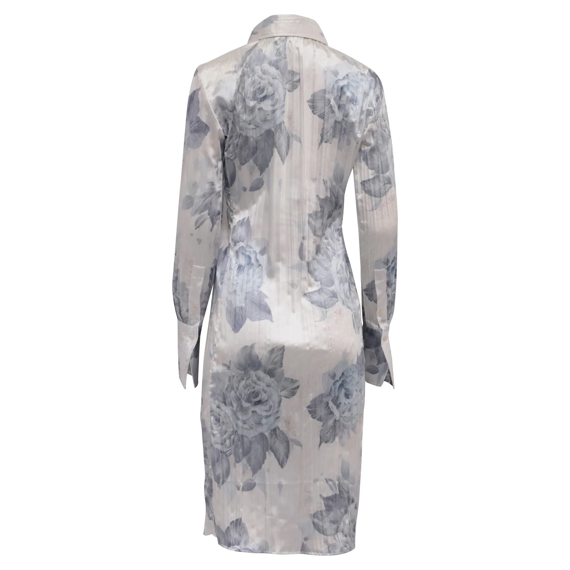 Women's Acne Studios Floral-Print Midi Shirt Dress in White Polyester - Image 4