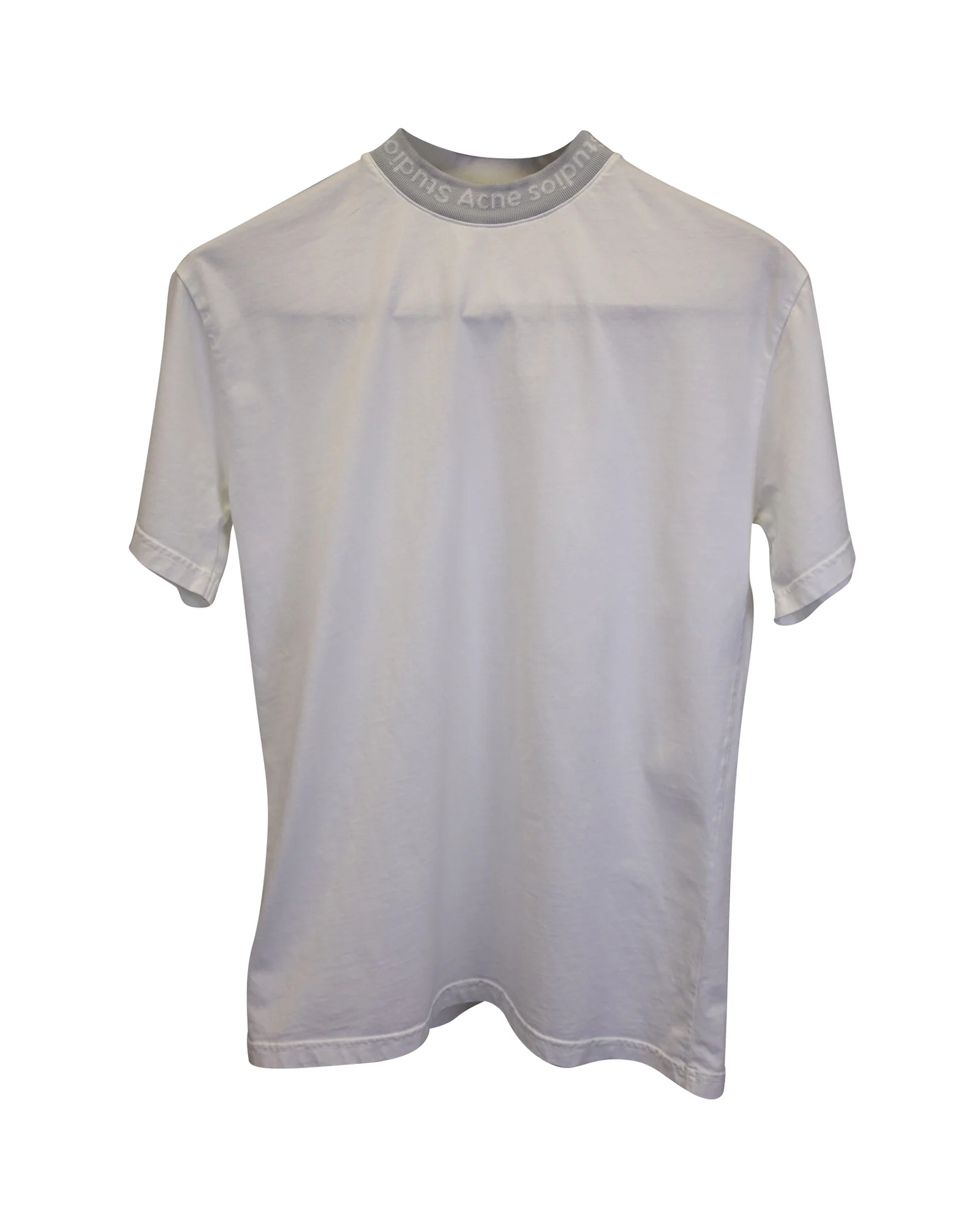 Women's Acne Studios Logo Neck Tshirt in White Cotton
