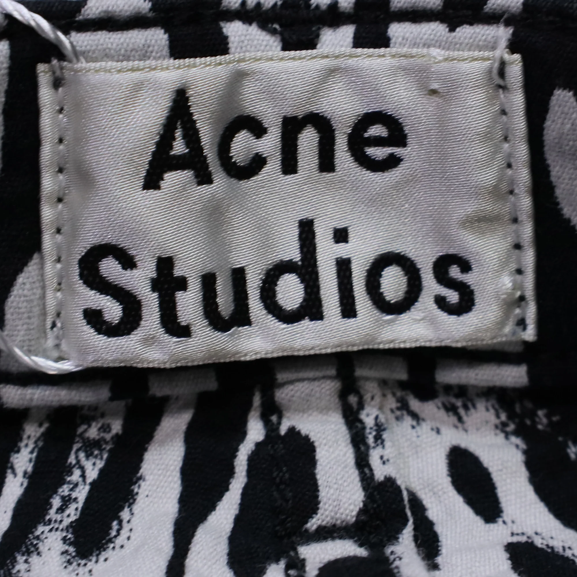 Women's Acne Studios Printed Straight-Leg Jeans in Black and White Cotton - Image 3