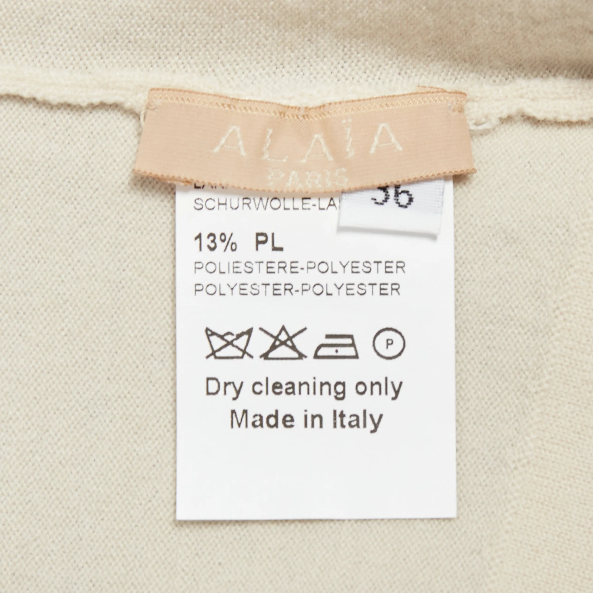 Women's ALAIA beige virgin wool blend mini buttons classic cropped cardigan FR36 S - Image 9