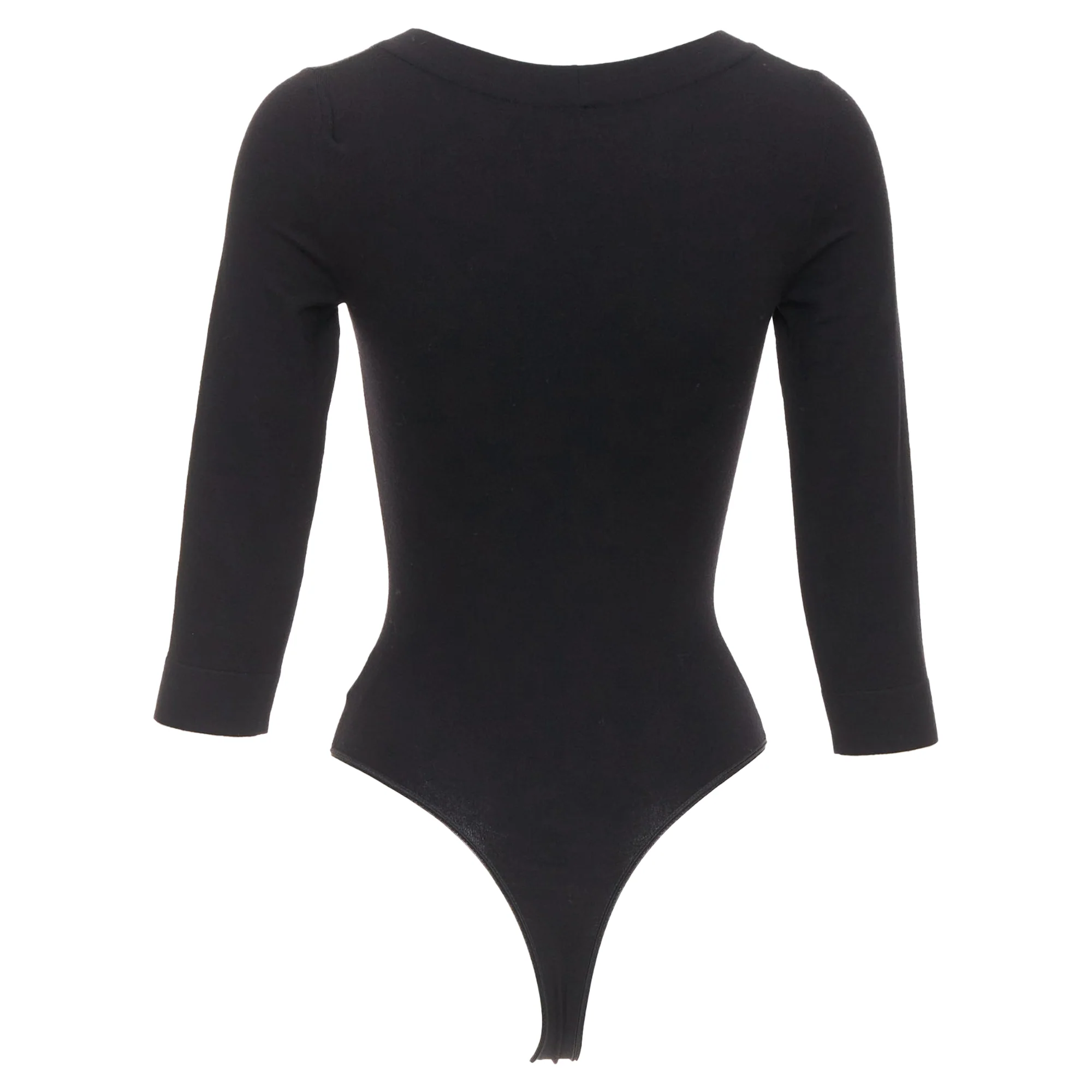 Women's ALAIA black viscose blend V-neck bodysuit t-shirt leotard top FR36 S - Image 5