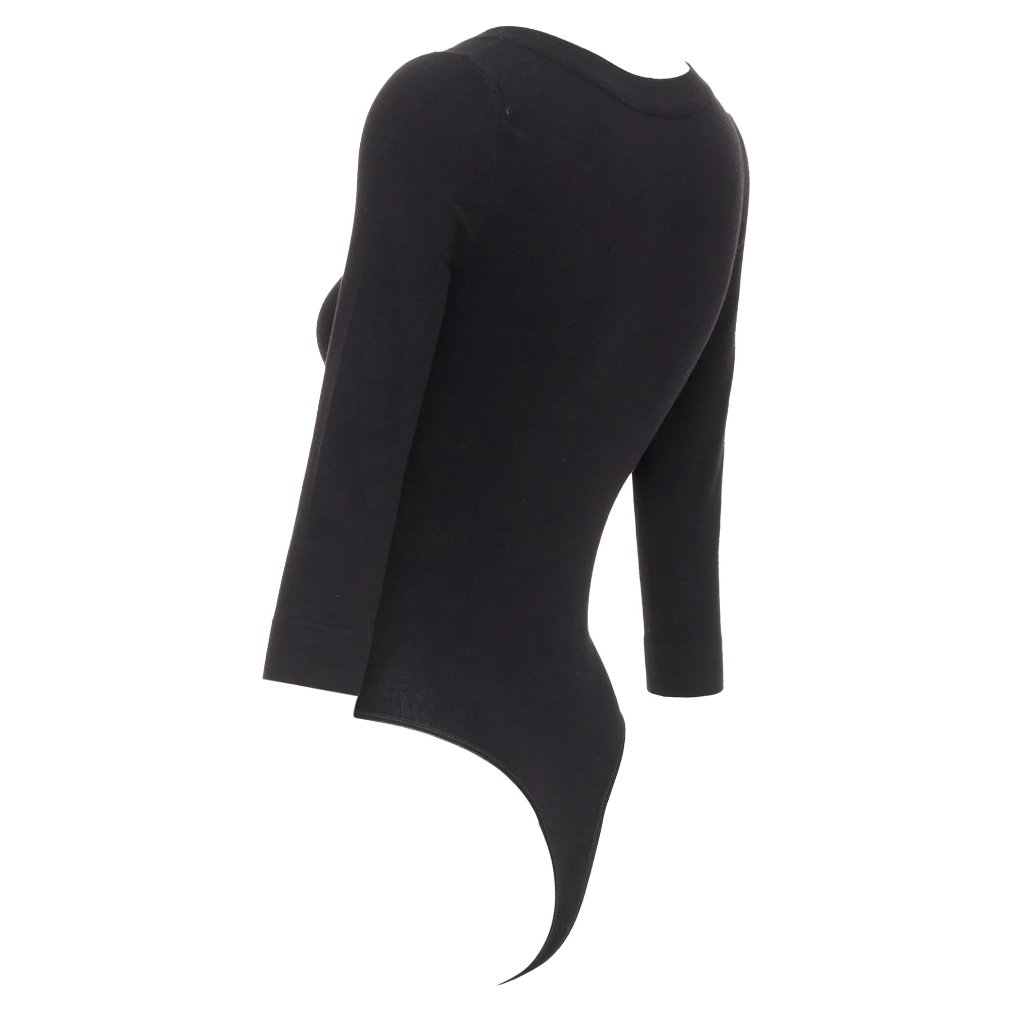 Women's ALAIA black viscose blend V-neck bodysuit t-shirt leotard top FR36 S - Image 6
