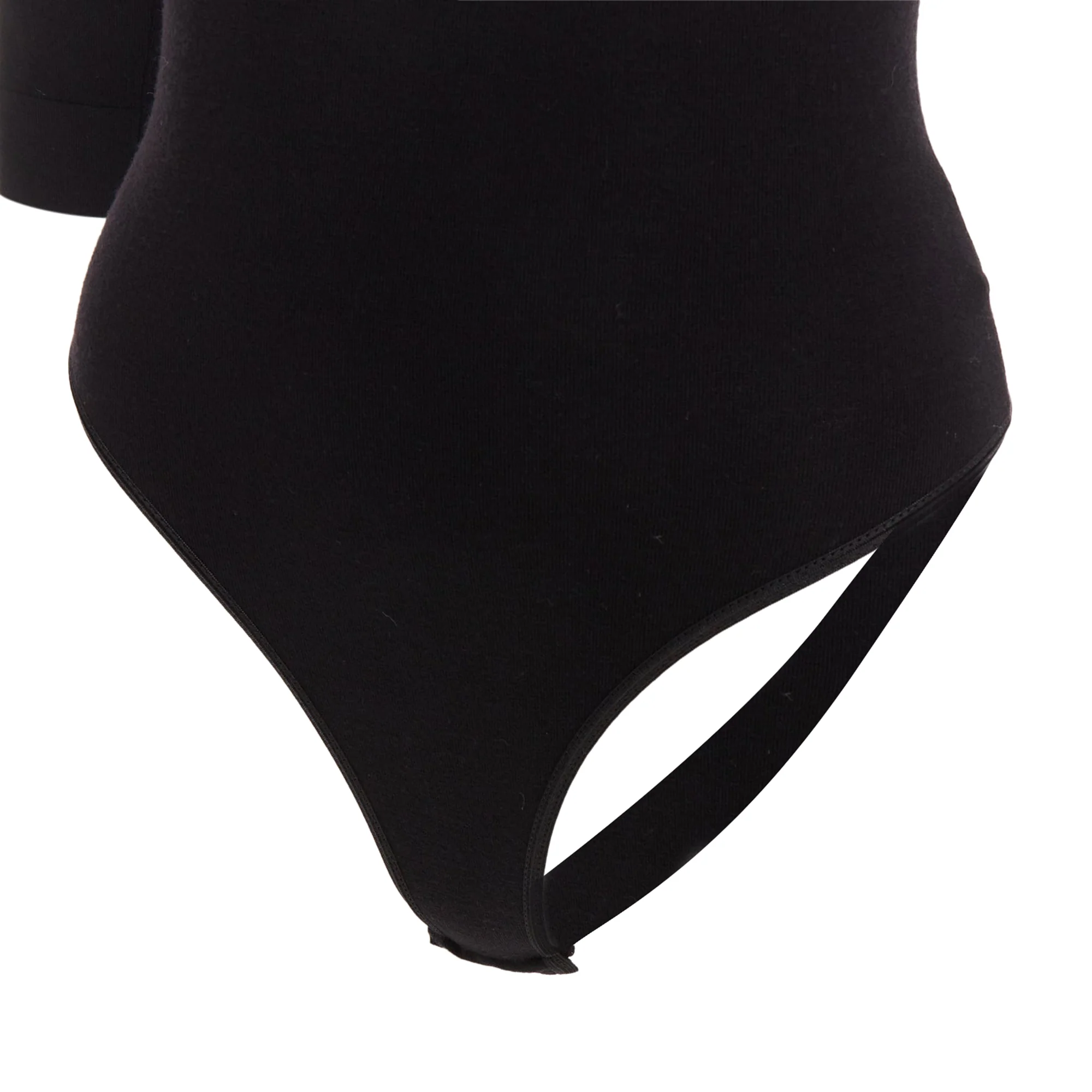 Women's ALAIA black viscose blend V-neck bodysuit t-shirt leotard top FR36 S - Image 7