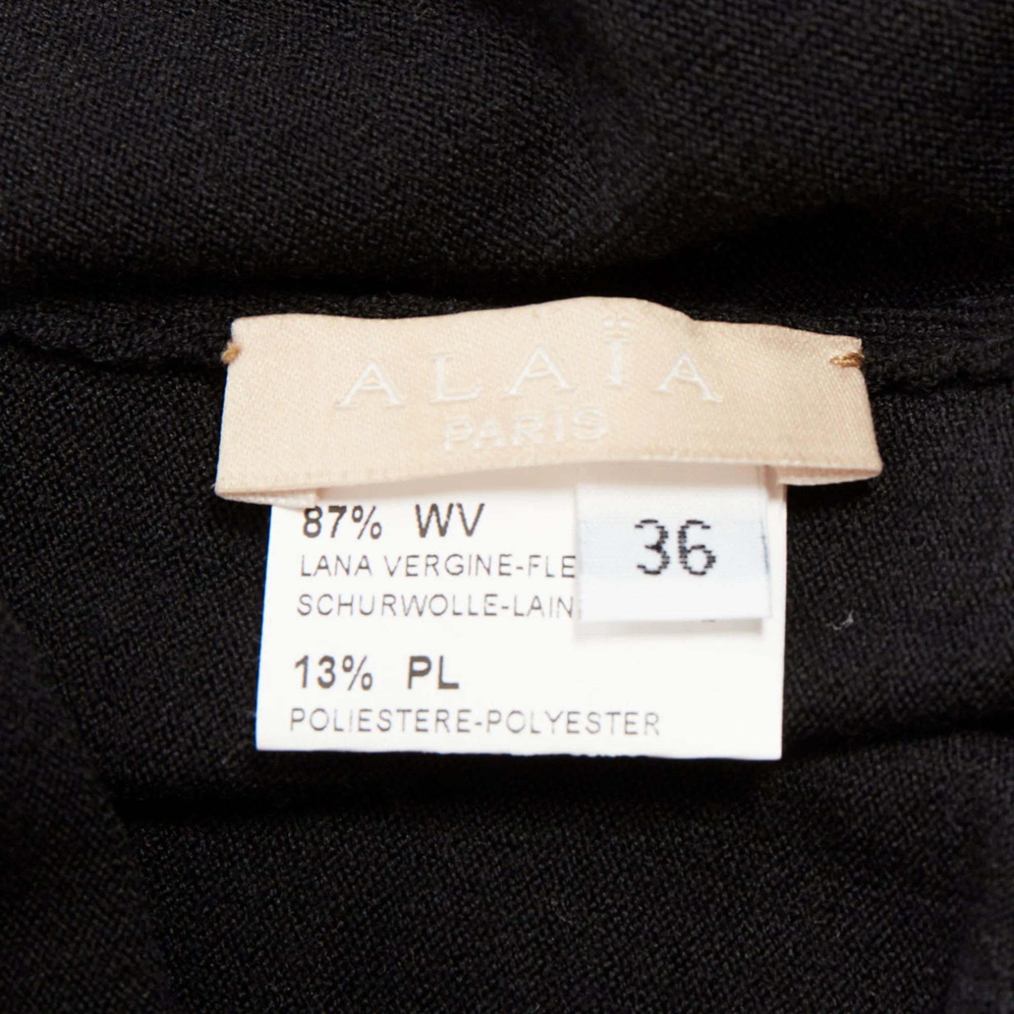 Women's ALAIA black viscose blend V-neck bodysuit t-shirt leotard top FR36 S - Image 8