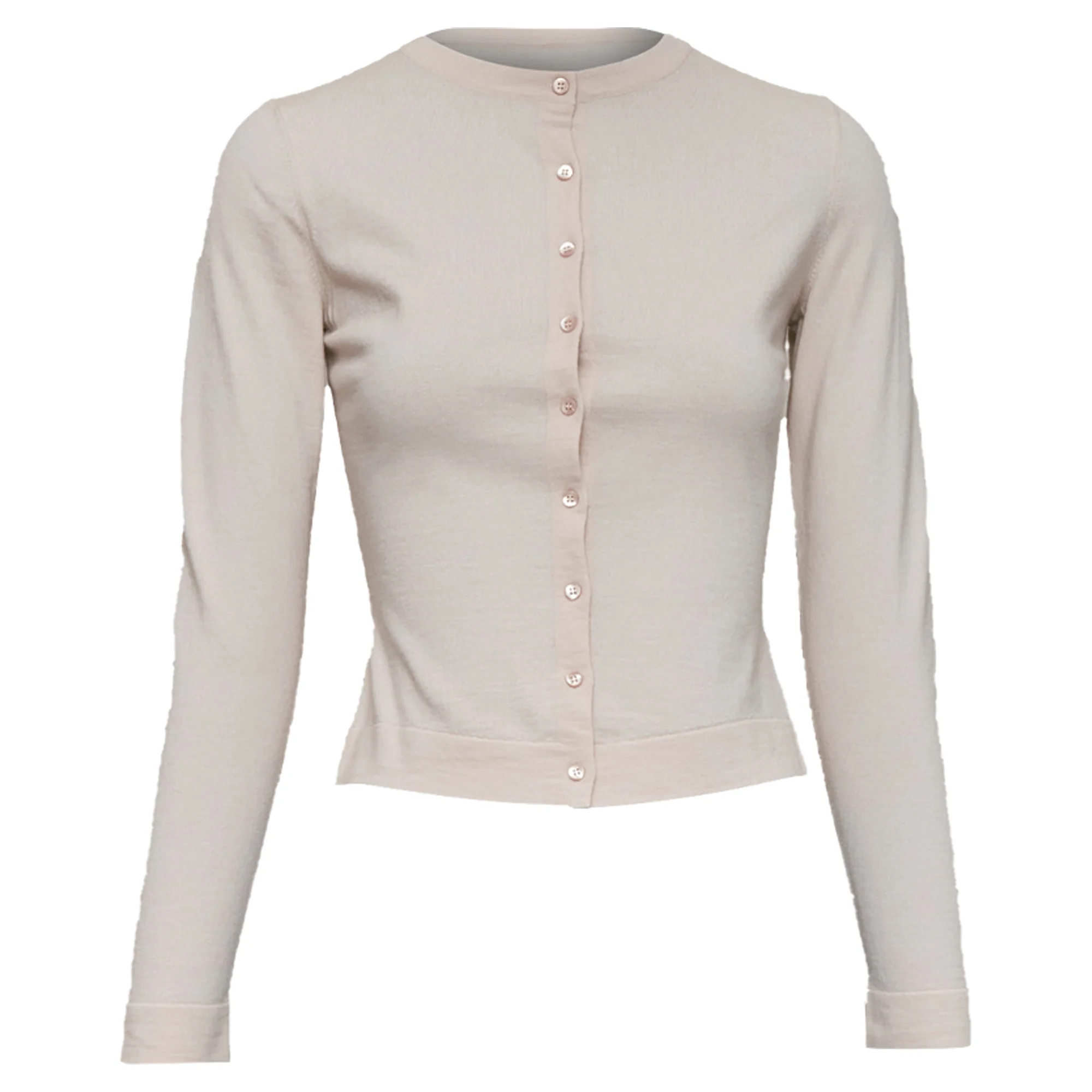 Women's ALAIA blush beige virgin wool blend mini buttons classic cropped cardigan FR36 S - Image 10