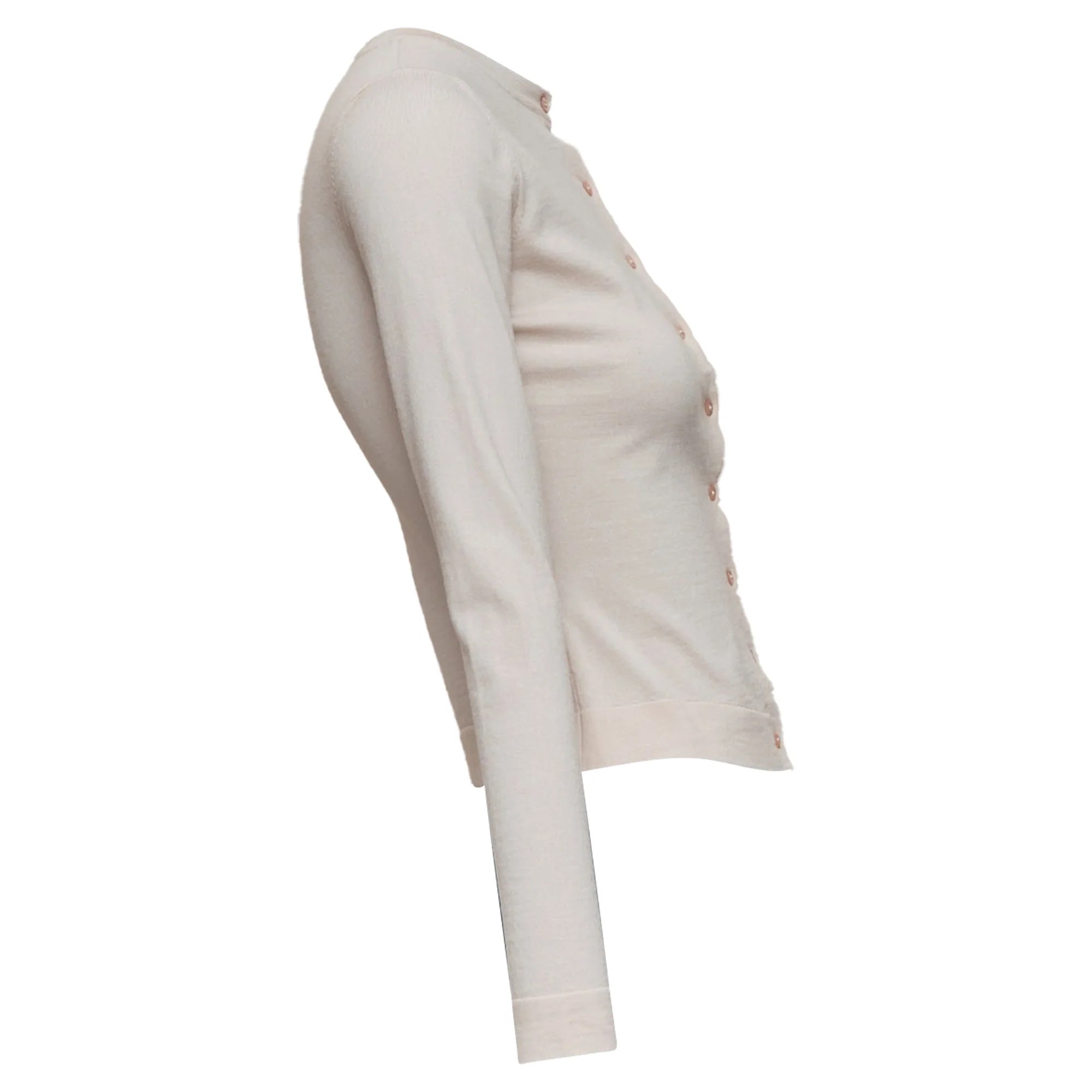 Women's ALAIA blush beige virgin wool blend mini buttons classic cropped cardigan FR36 S - Image 5