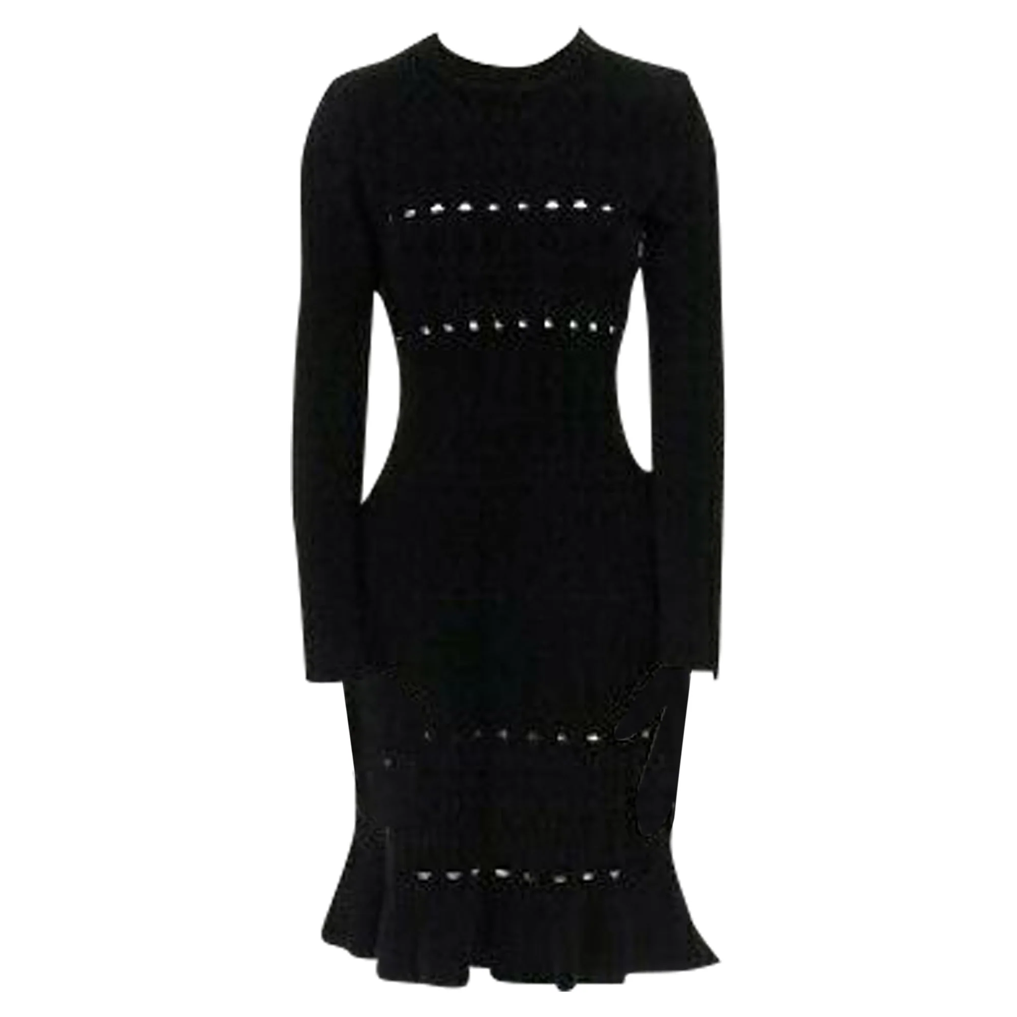 Women's Alaia chenille cutout fluted hem bodycon dress