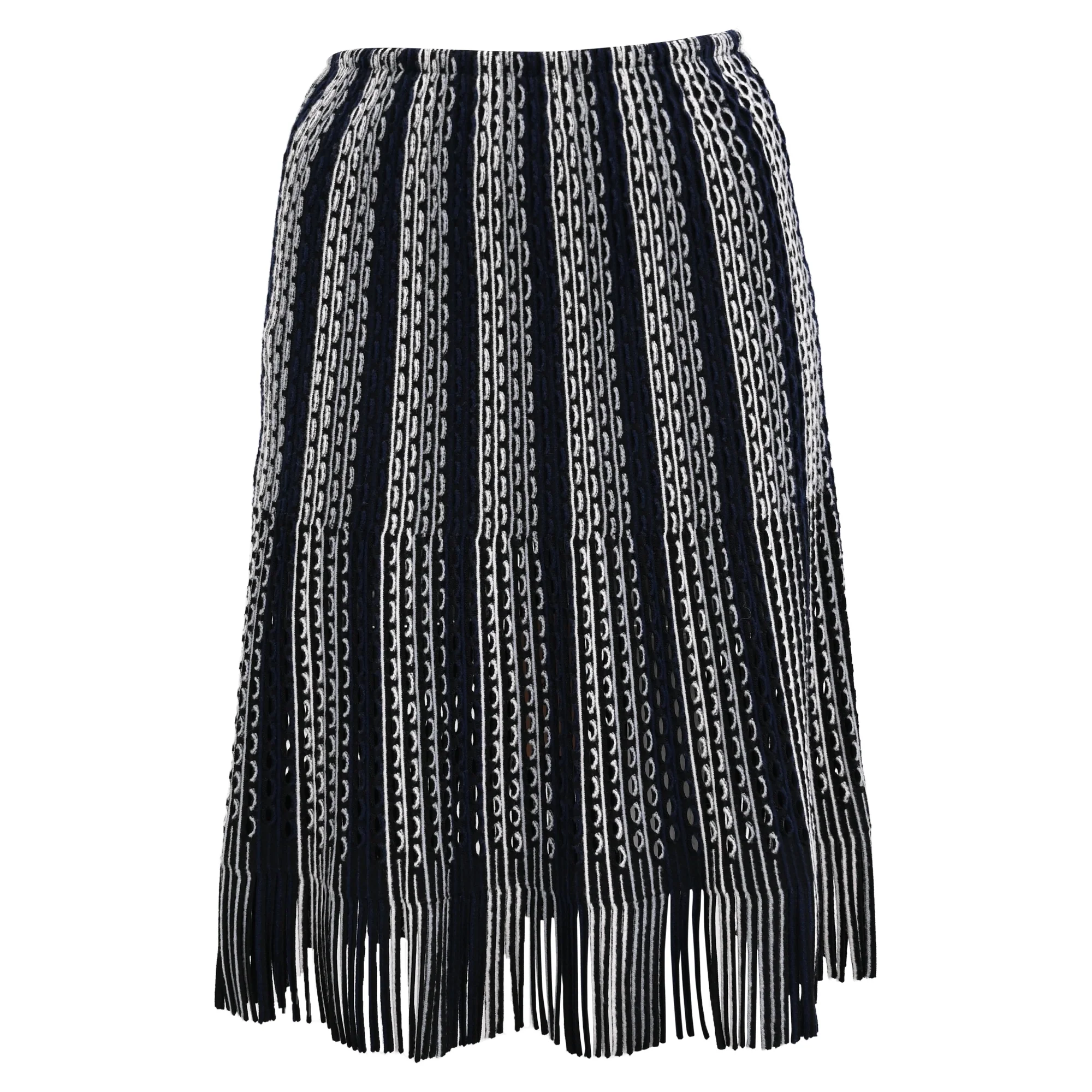 Women's Alaïa Fringed Skirt in Black Viscose