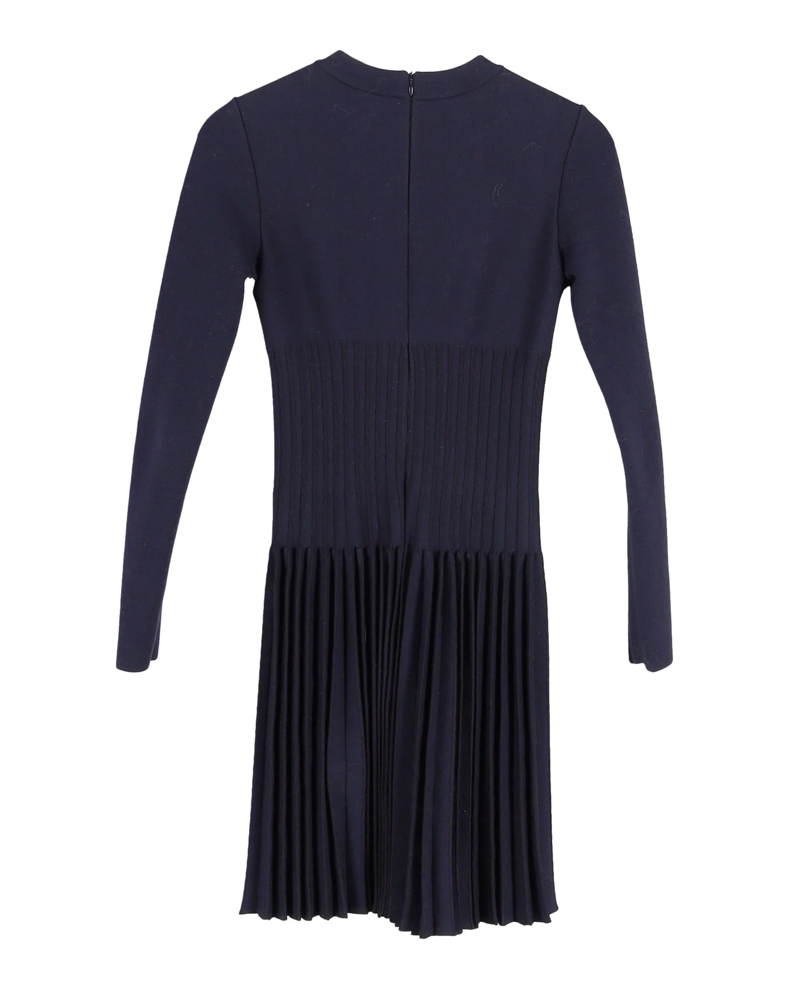 Women's Alaia Pleated Mini Dress in Navy Blue Lana Vergine - Image 3