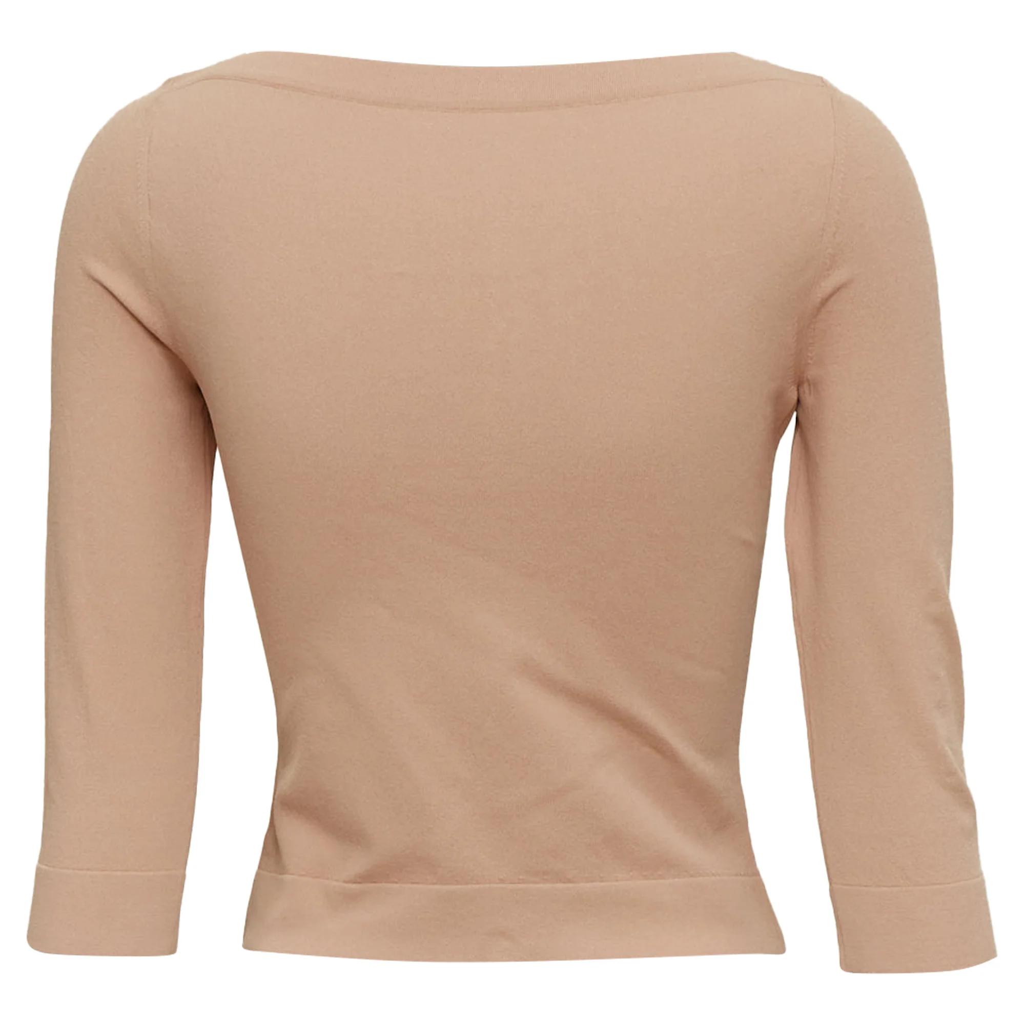 Women's ALAIA tan nude viscose blend cropped sleeved bateau neck sweater FR36 S - Image 5