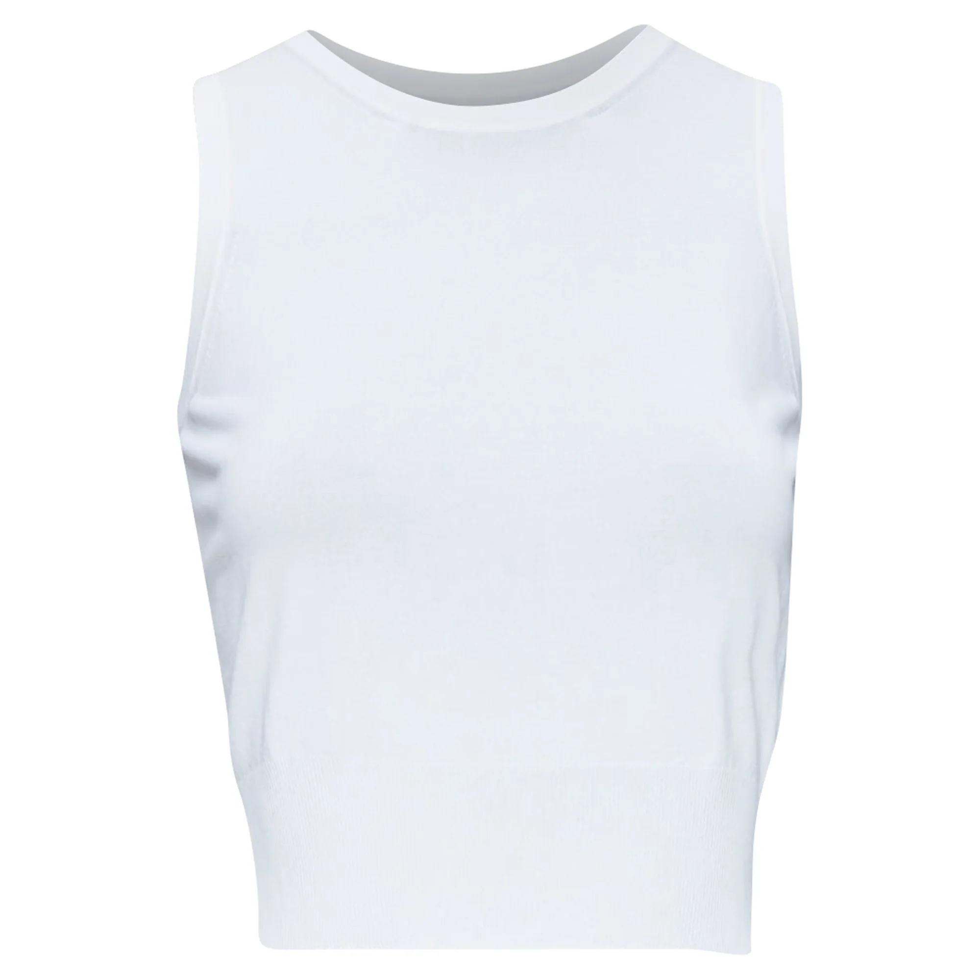 Women's ALAIA white viscose blend sleeveless round neck ribbed hem crop vest FR36 S