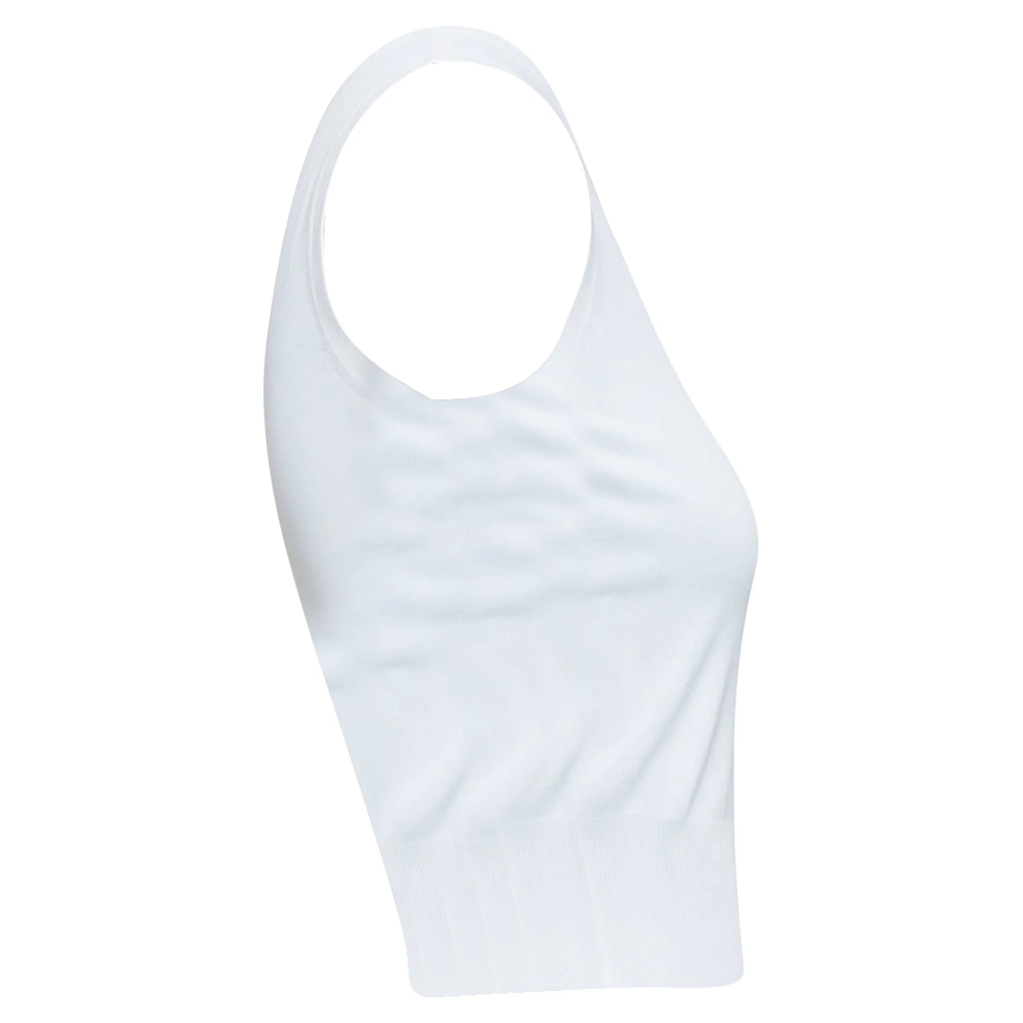 Women's ALAIA white viscose blend sleeveless round neck ribbed hem crop vest FR36 S - Image 4