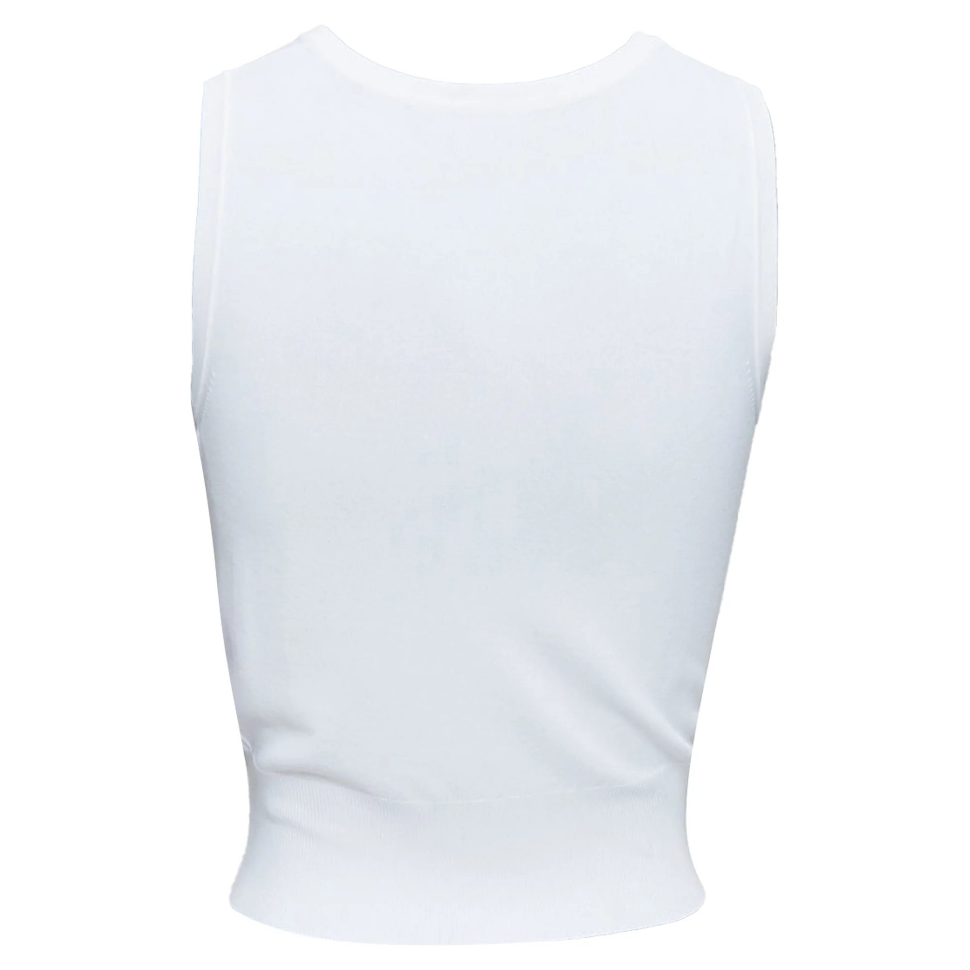 Women's ALAIA white viscose blend sleeveless round neck ribbed hem crop vest FR36 S - Image 5