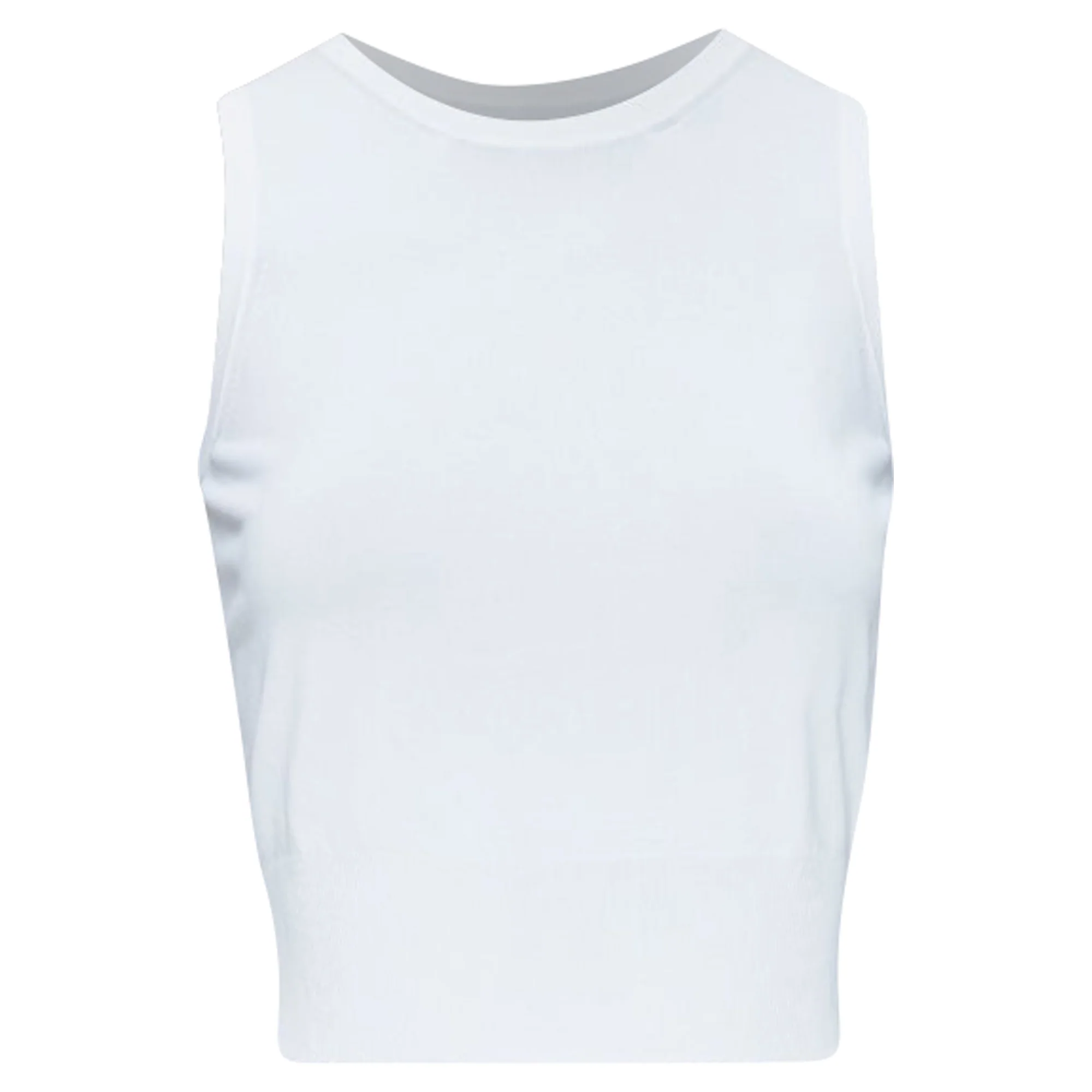 Women's ALAIA white viscose blend sleeveless round neck ribbed hem crop vest FR36 S - Image 9