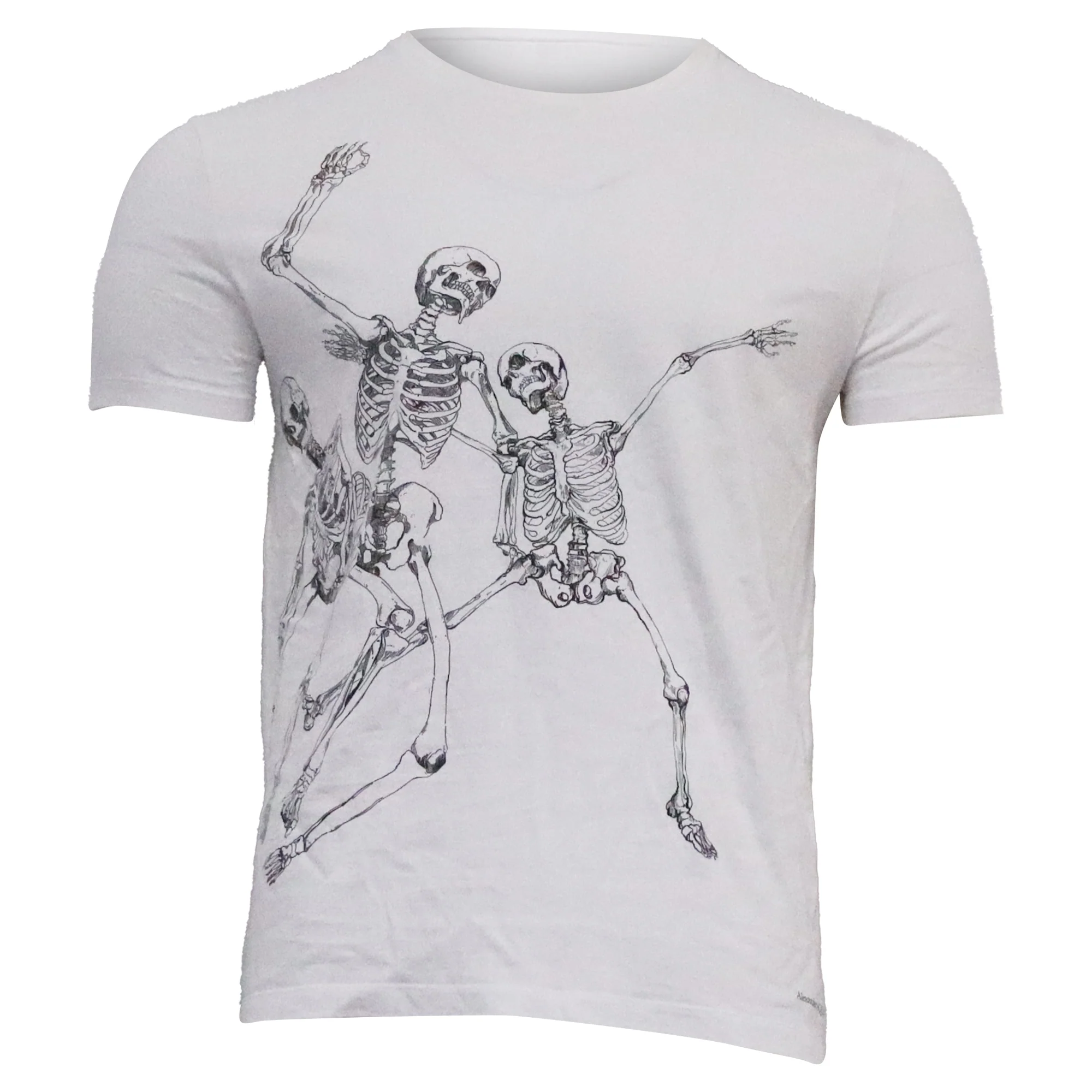 Men's Alexander McQueen Dancing Skeletons T-Shirt in White Cotton