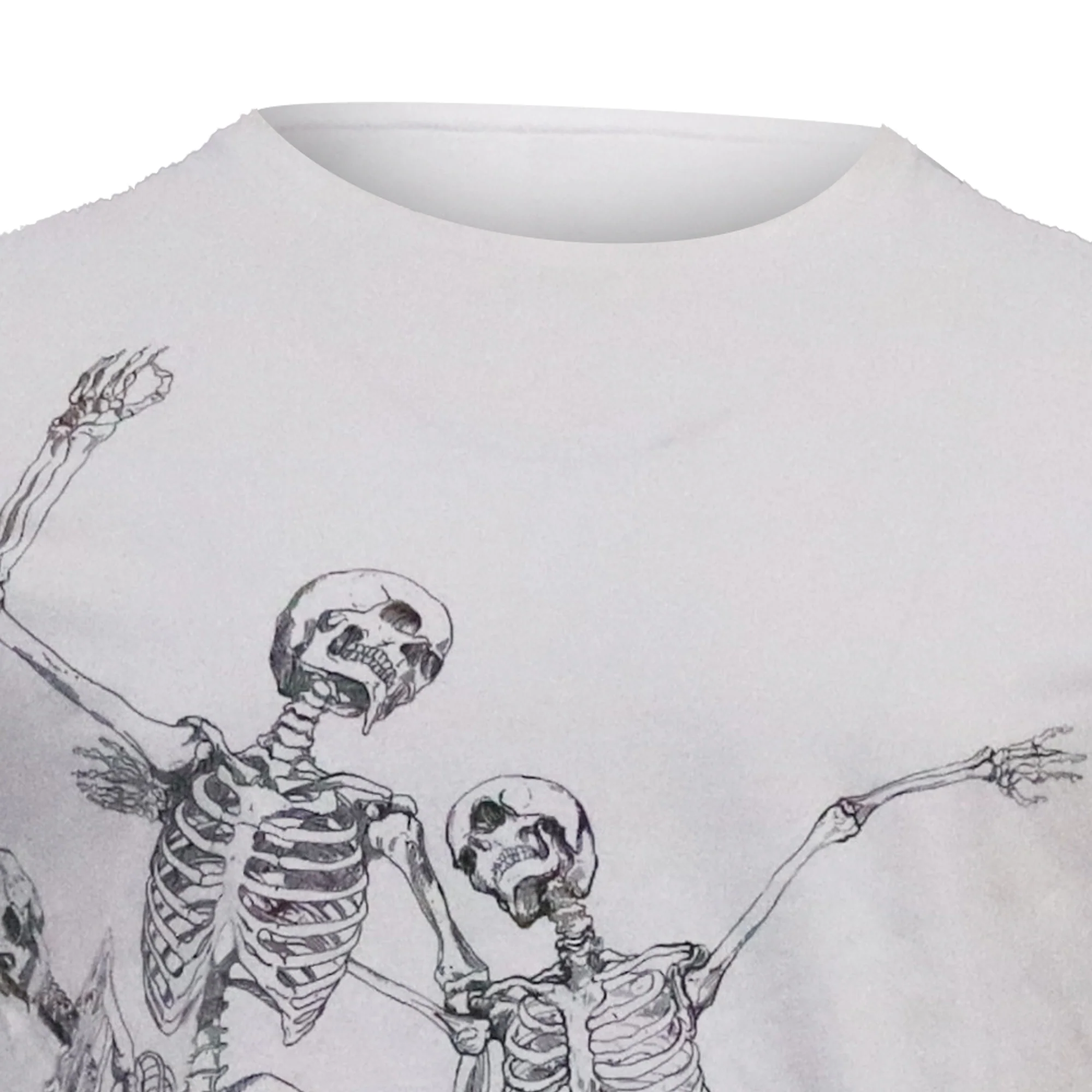 Men's Alexander McQueen Dancing Skeletons T-Shirt in White Cotton - Image 2