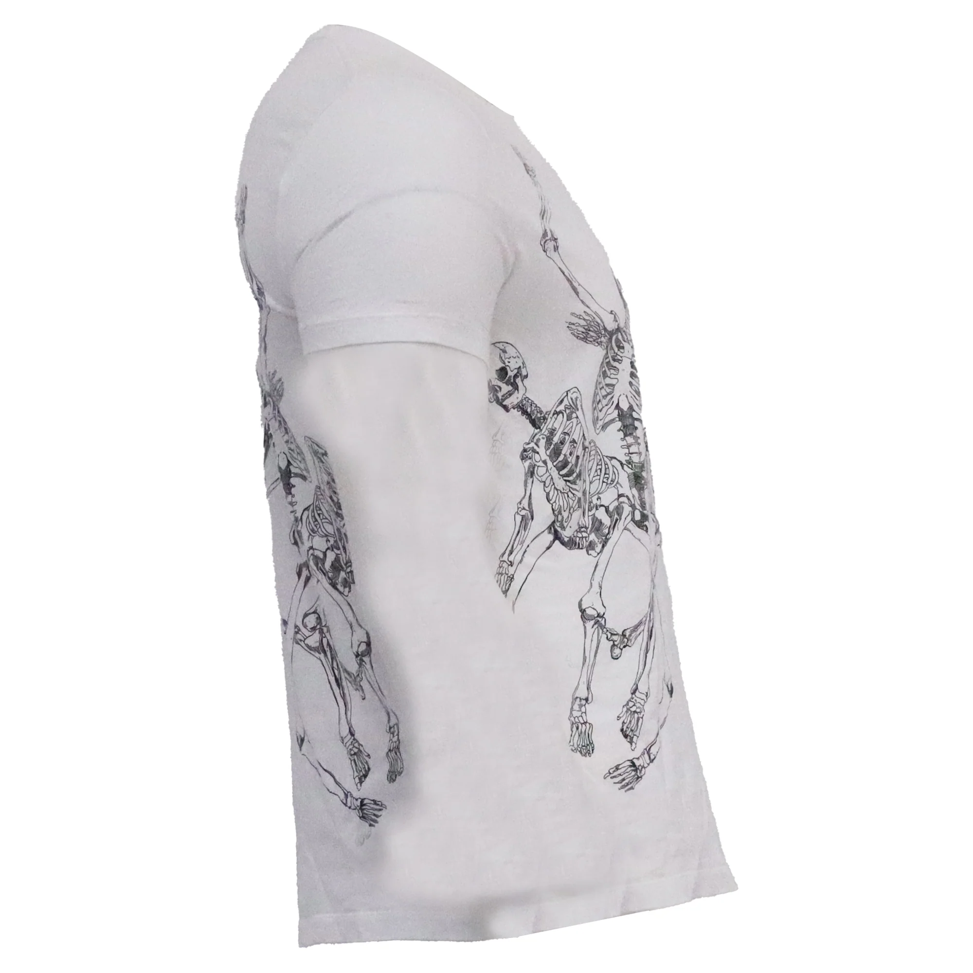 Men's Alexander McQueen Dancing Skeletons T-Shirt in White Cotton - Image 3