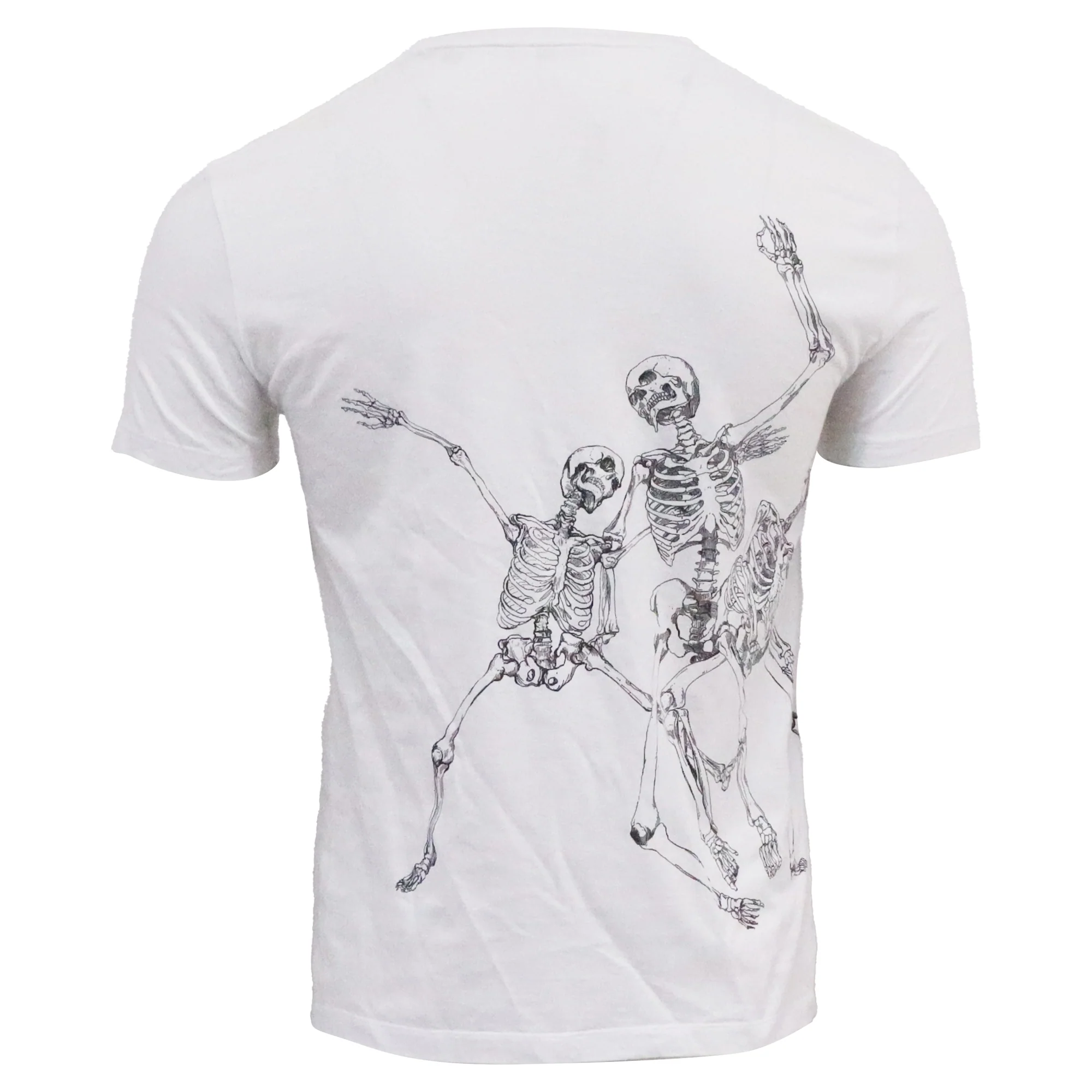 Men's Alexander McQueen Dancing Skeletons T-Shirt in White Cotton - Image 4