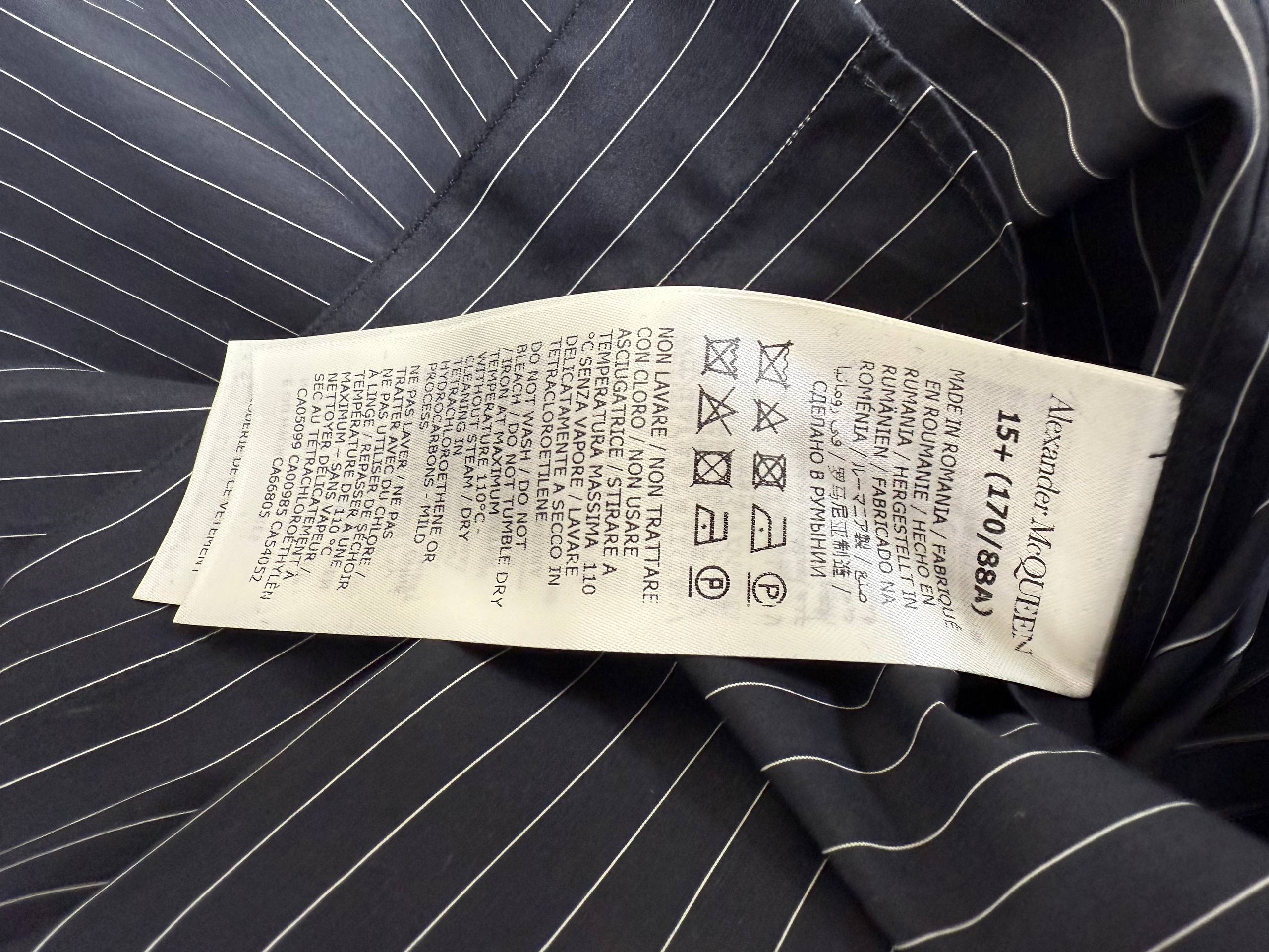 Men's Alexander McQueen Embroidered Pinstripe Shirt in Black Cotton - Image 10