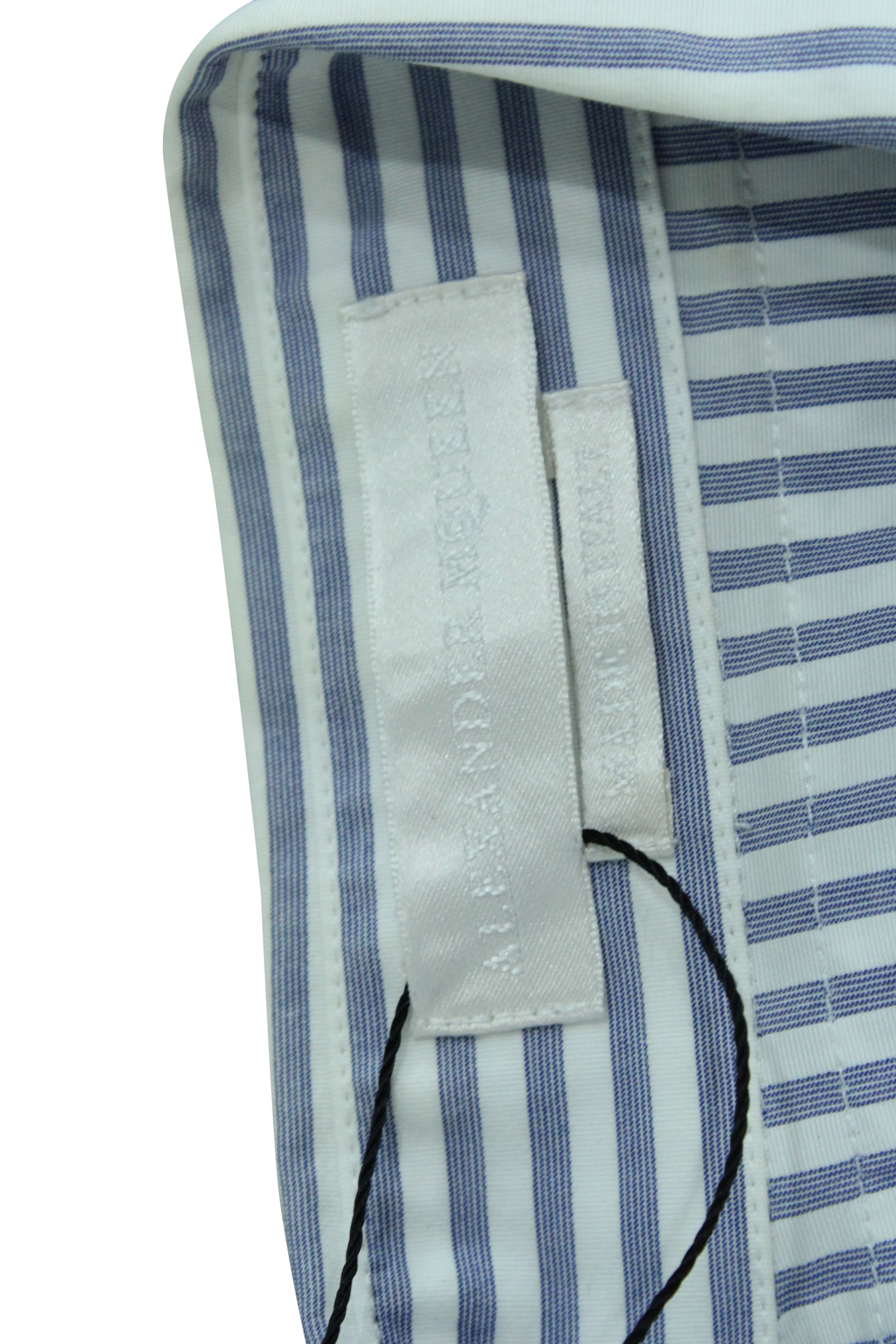 Men's Alexander McQueen Striped Button Down Shirt with Buckle in Blue Cotton - Image 3