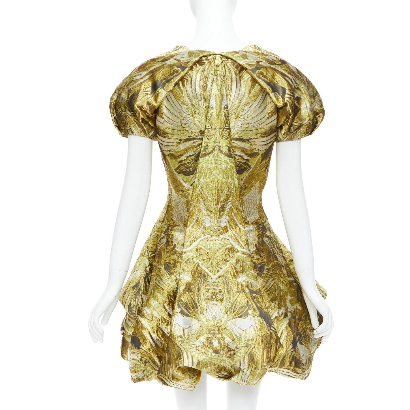 Women's Alexander McQueen angels demons gold medieval jacquard dress - Image 10
