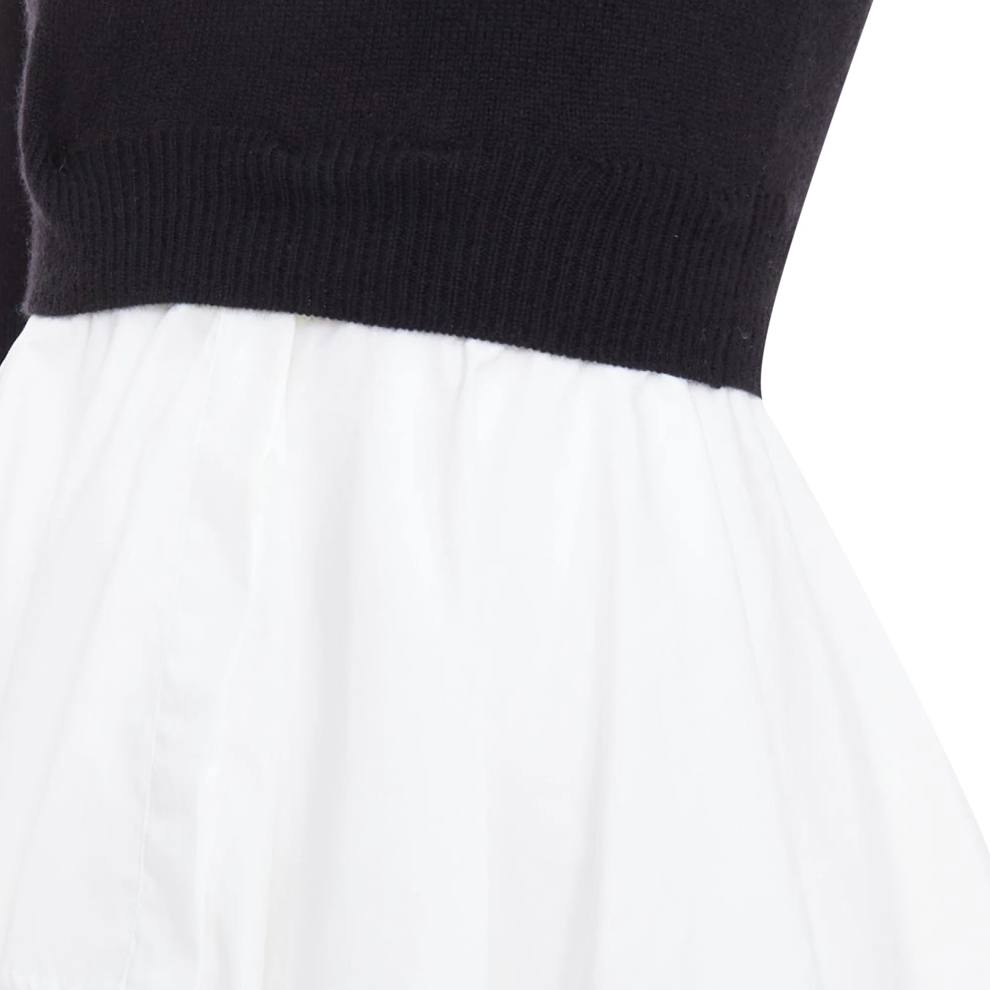 Women's ALEXANDER MCQUEEN black wool cashmere sweater white cotton peplum top XXS - Image 2