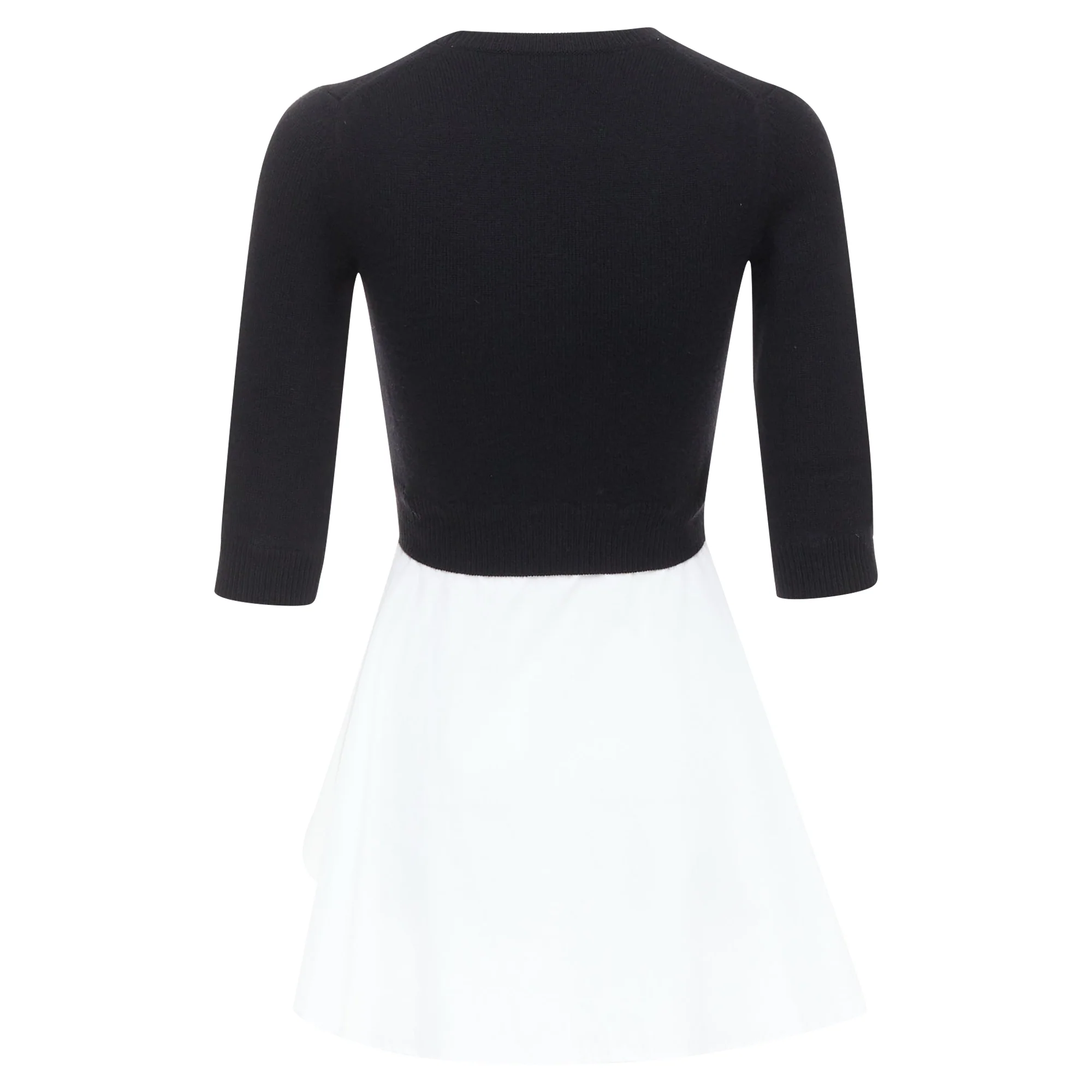 Women's ALEXANDER MCQUEEN black wool cashmere sweater white cotton peplum top XXS - Image 5