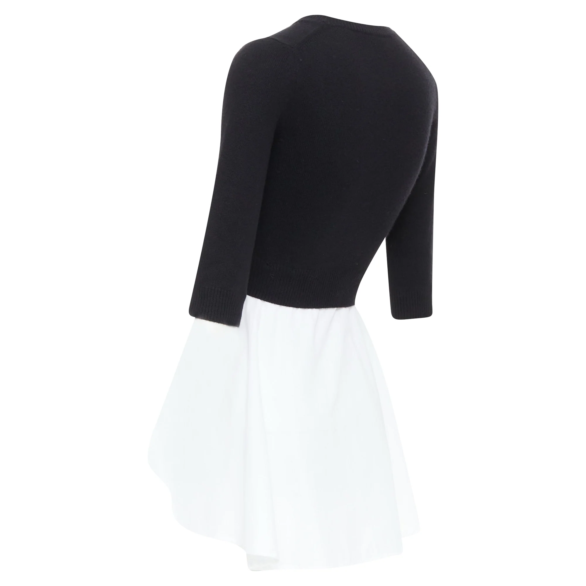 Women's ALEXANDER MCQUEEN black wool cashmere sweater white cotton peplum top XXS - Image 6