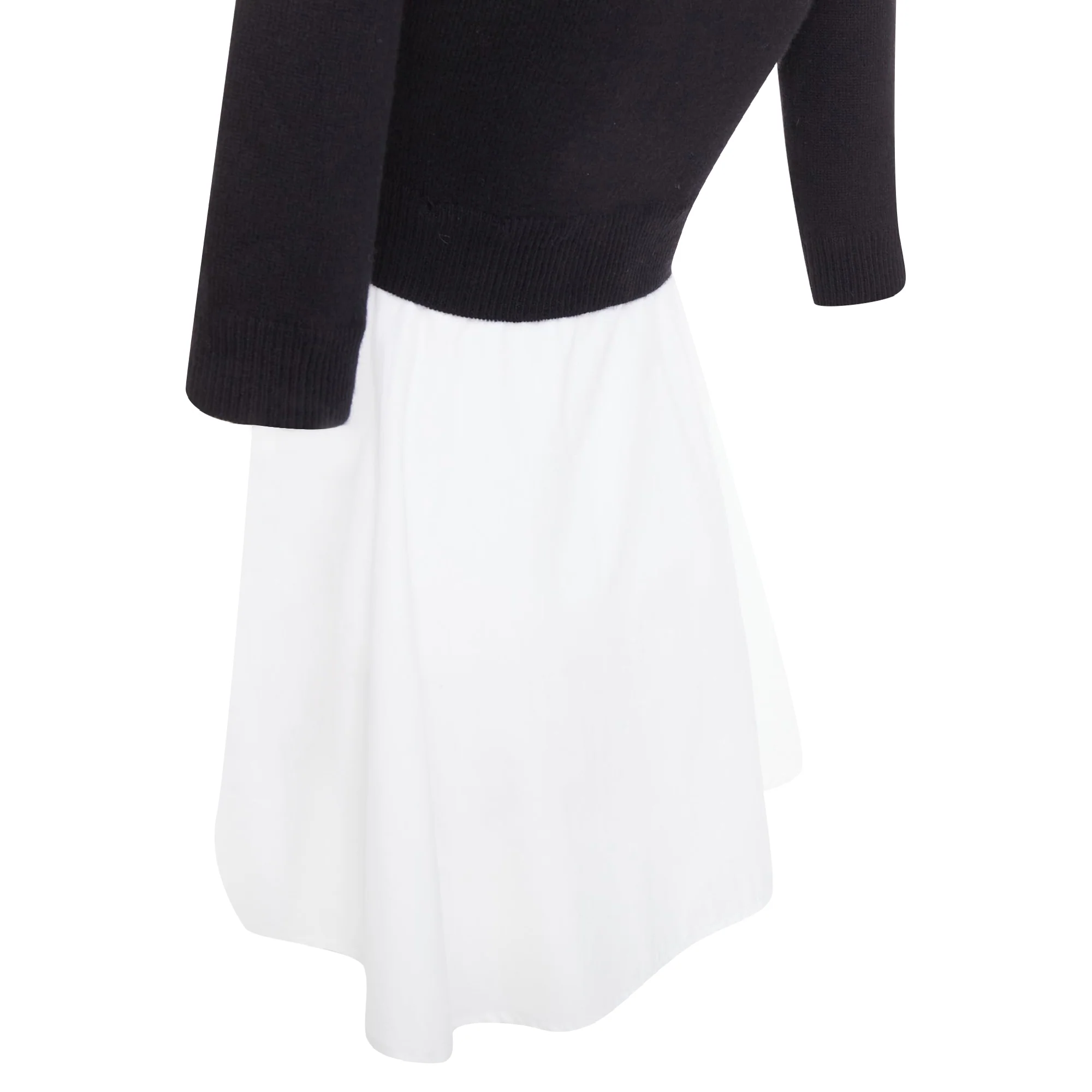 Women's ALEXANDER MCQUEEN black wool cashmere sweater white cotton peplum top XXS - Image 7