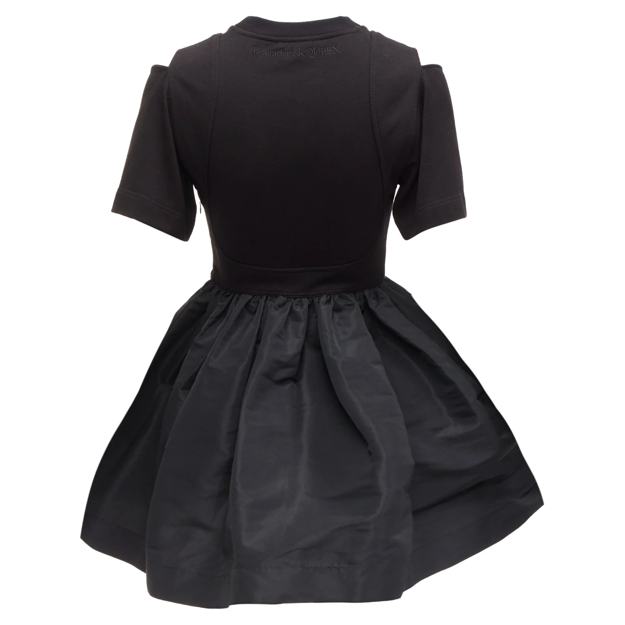 Women's Alexander Mcqueen Cold Shoulder Fit Flared Taffeta Skirt Dress - Image 5