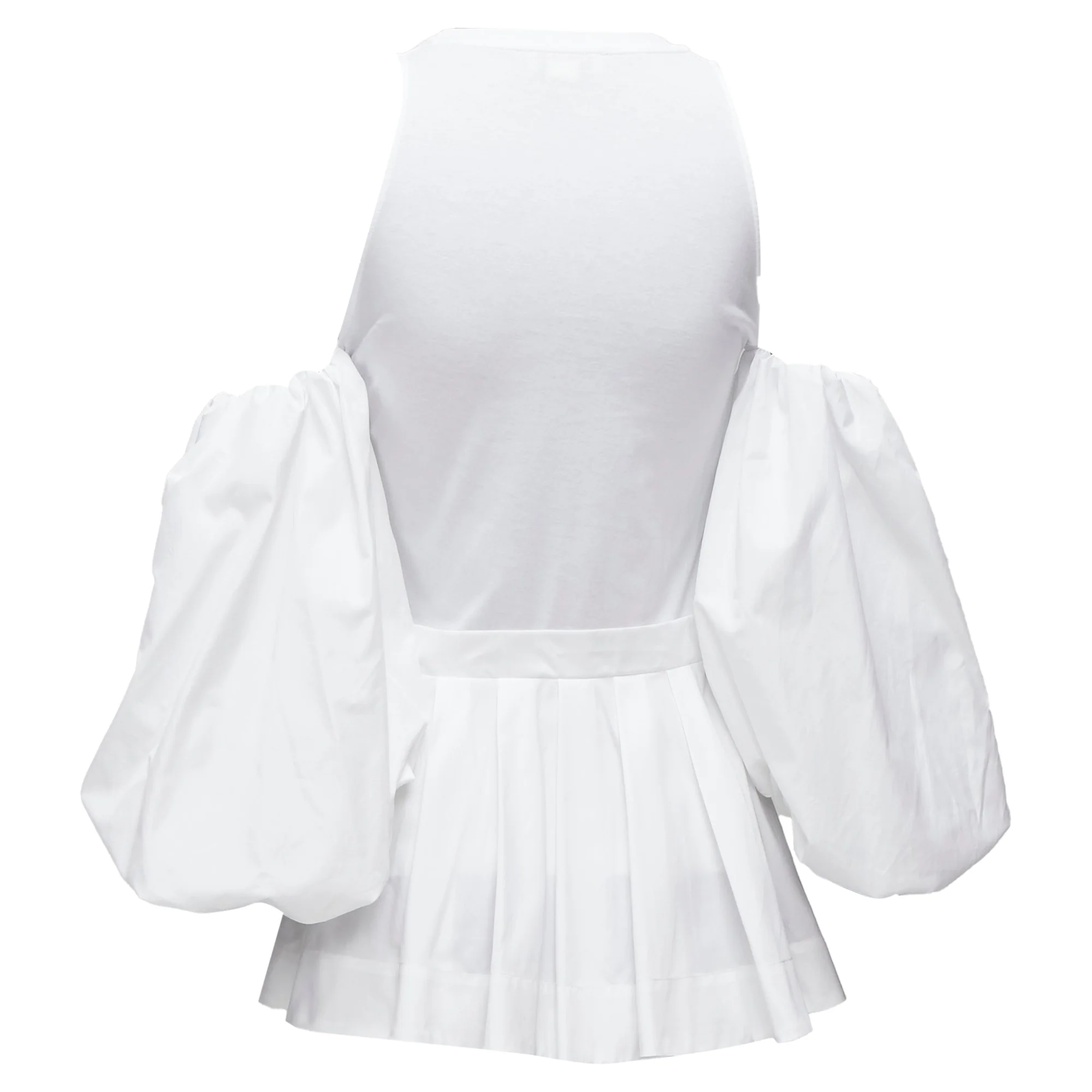 Women's Alexander Mcqueen Cotton Cold Shoulder Puff Sleeve Peplum Tshirt - Image 5