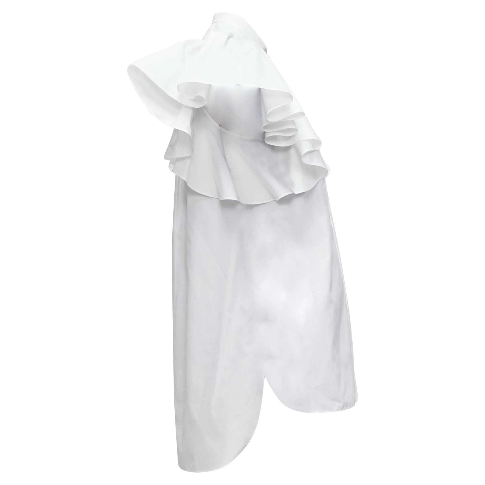 Women's Alexander Mcqueen Cotton Frill Sleeve Mandarin Neck Tunic Shirt - Image 4