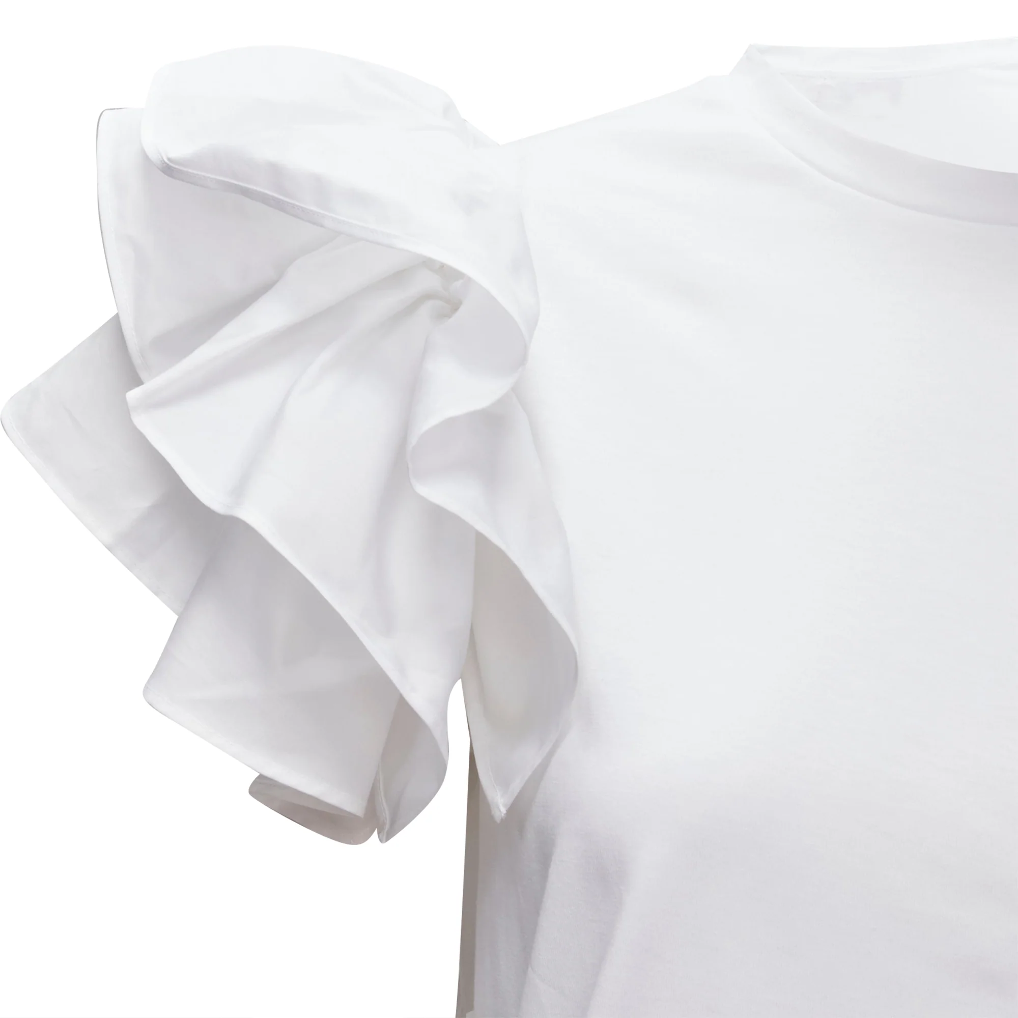Women's Alexander McQueen cotton ruffle sleeve crew neck tshirt - Image 2
