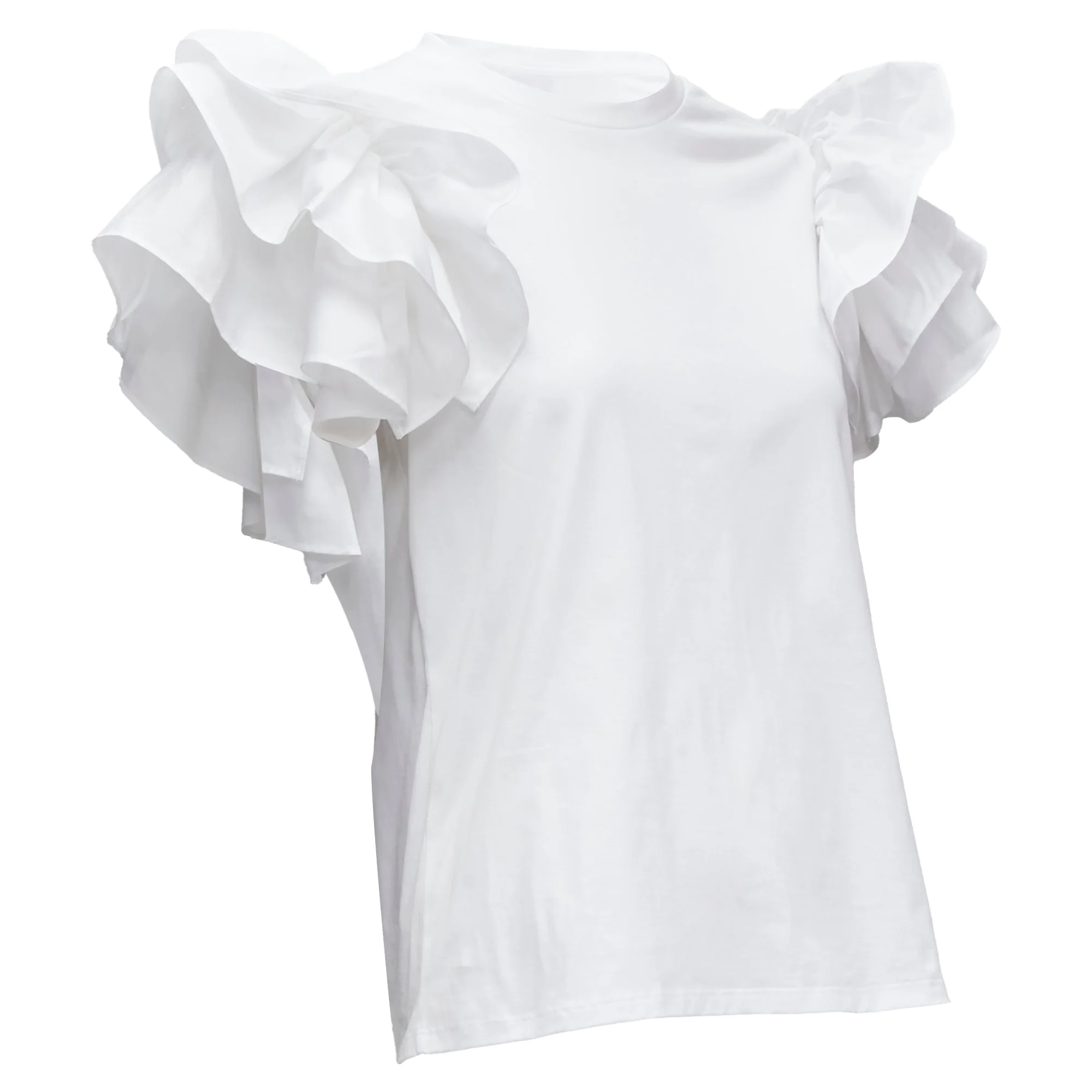 Women's Alexander McQueen cotton ruffle sleeve crew neck tshirt - Image 3