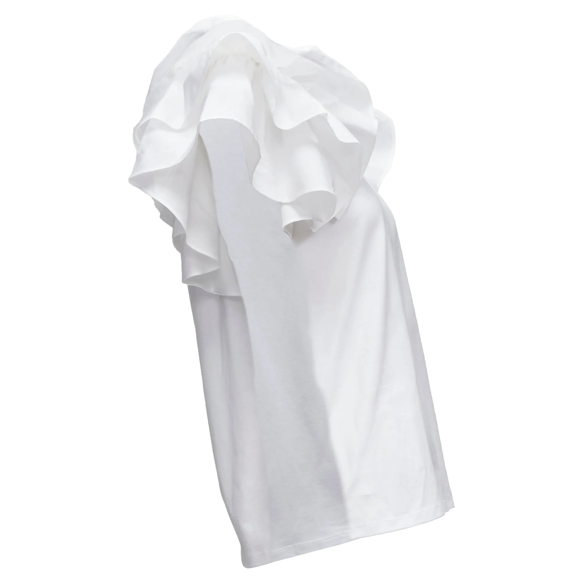 Women's Alexander McQueen cotton ruffle sleeve crew neck tshirt - Image 4