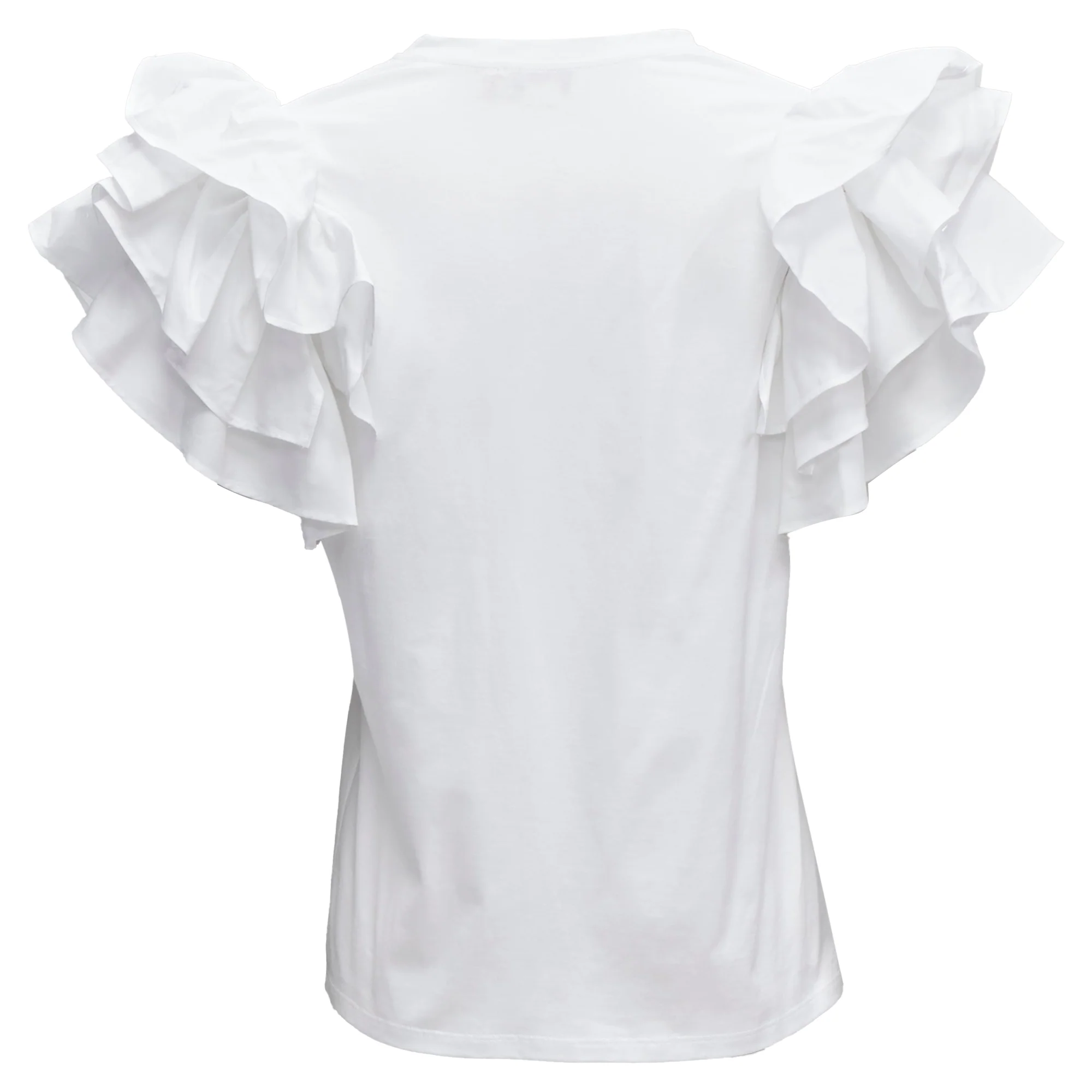 Women's Alexander McQueen cotton ruffle sleeve crew neck tshirt - Image 5